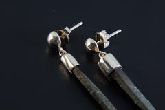 Rare Spiky Himalayan Chlorite Icicle Quartz - High polish Cap Set Button Stud - Sterling Silver - Dangle Stud Earrings