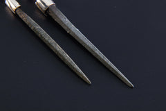 Rare Spiky Himalayan Chlorite Icicle Quartz - High polish Cap Set Button Stud - Sterling Silver - Dangle Stud Earrings