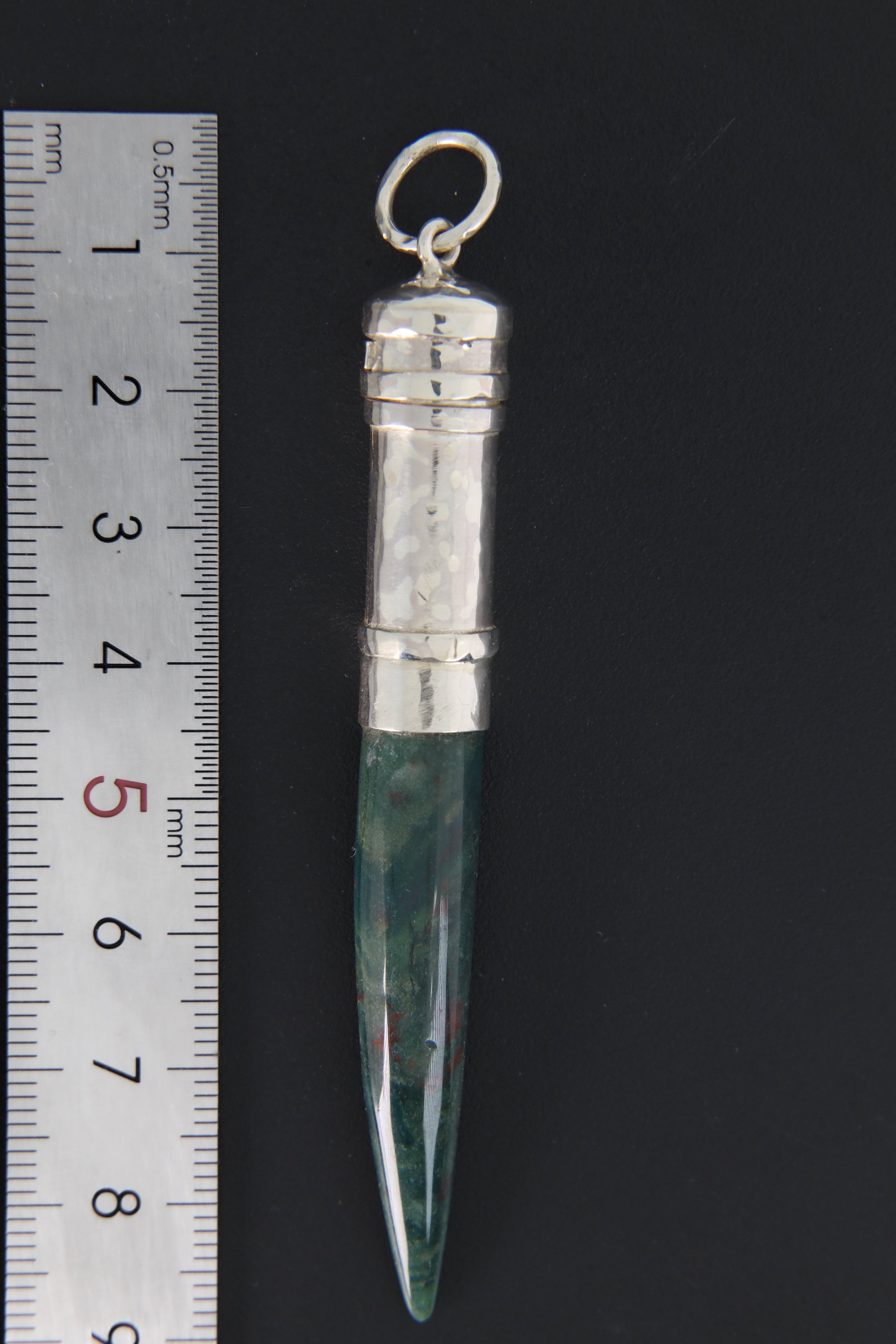 Bood Stone / Jasper Tooth - Solid Capsule Locket - Stash Urn - Textured & Sterling Silver Pendant