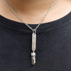 Citrine Quartz Point from Torrington - Textured & Sterling Silver Pendant - High Shine Finish