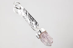 Vera Cruz Amethyst With anhydro Inclusions Pendant - Sterling Silver - Hammer Texture & Shiny Finish