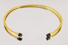 Two Gem Brown Tourmaline Points set on Gold Plated Solid Brass Cuff, Golden Neck Collar, Crystal Choker, Throat Cuff Flat