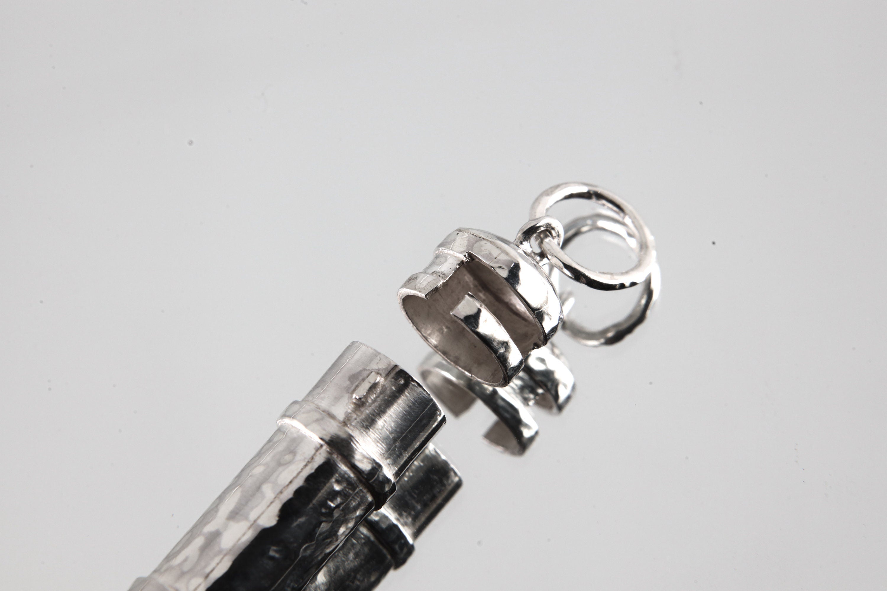 Vera Cruz Amethyst - Sizable Solid Capsule Locket - Stash Urn - Textured & Sterling Silver Pendant