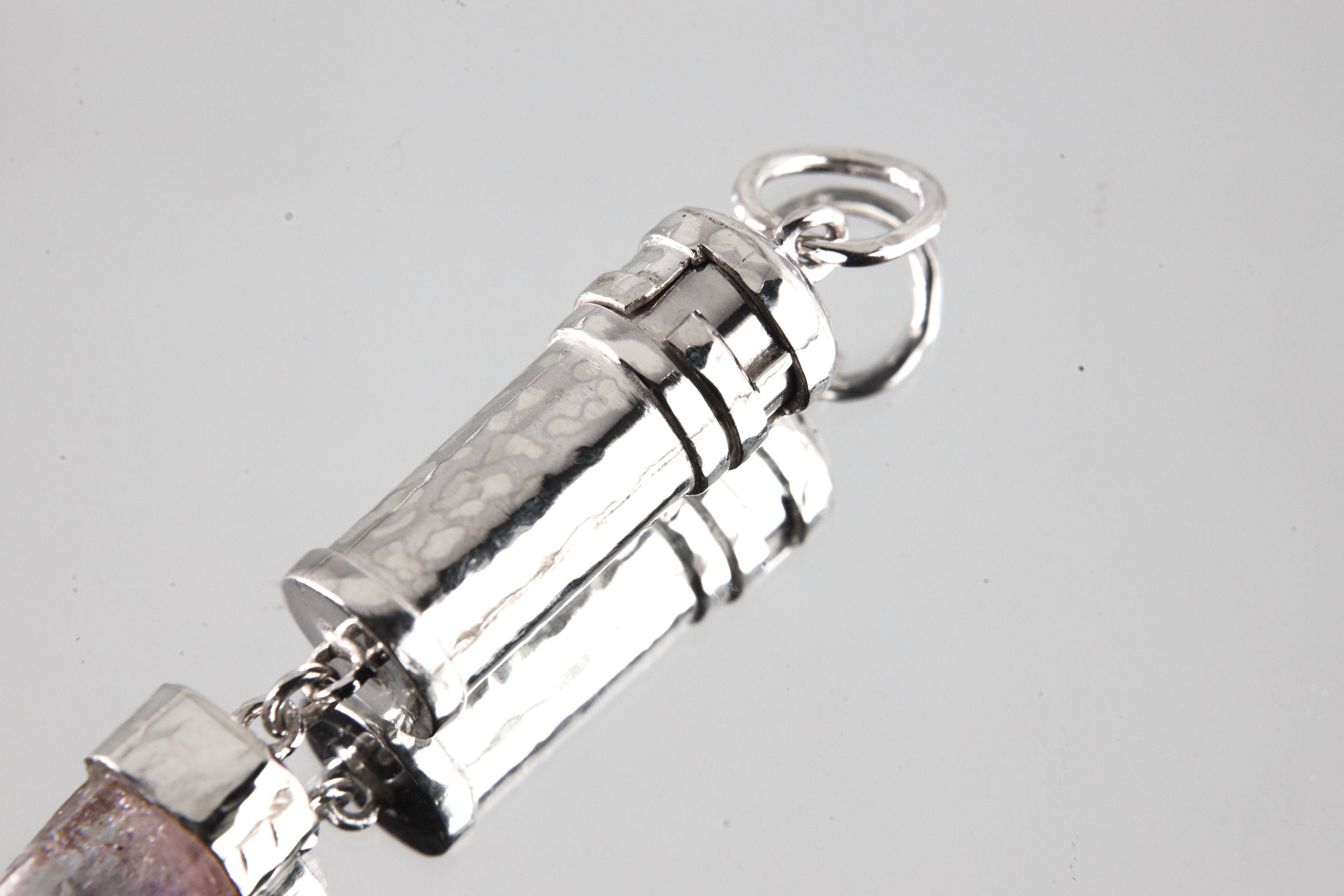 Vera Cruz Amethyst - Sizable Solid Capsule Locket - Stash Urn - Textured & Sterling Silver Pendant