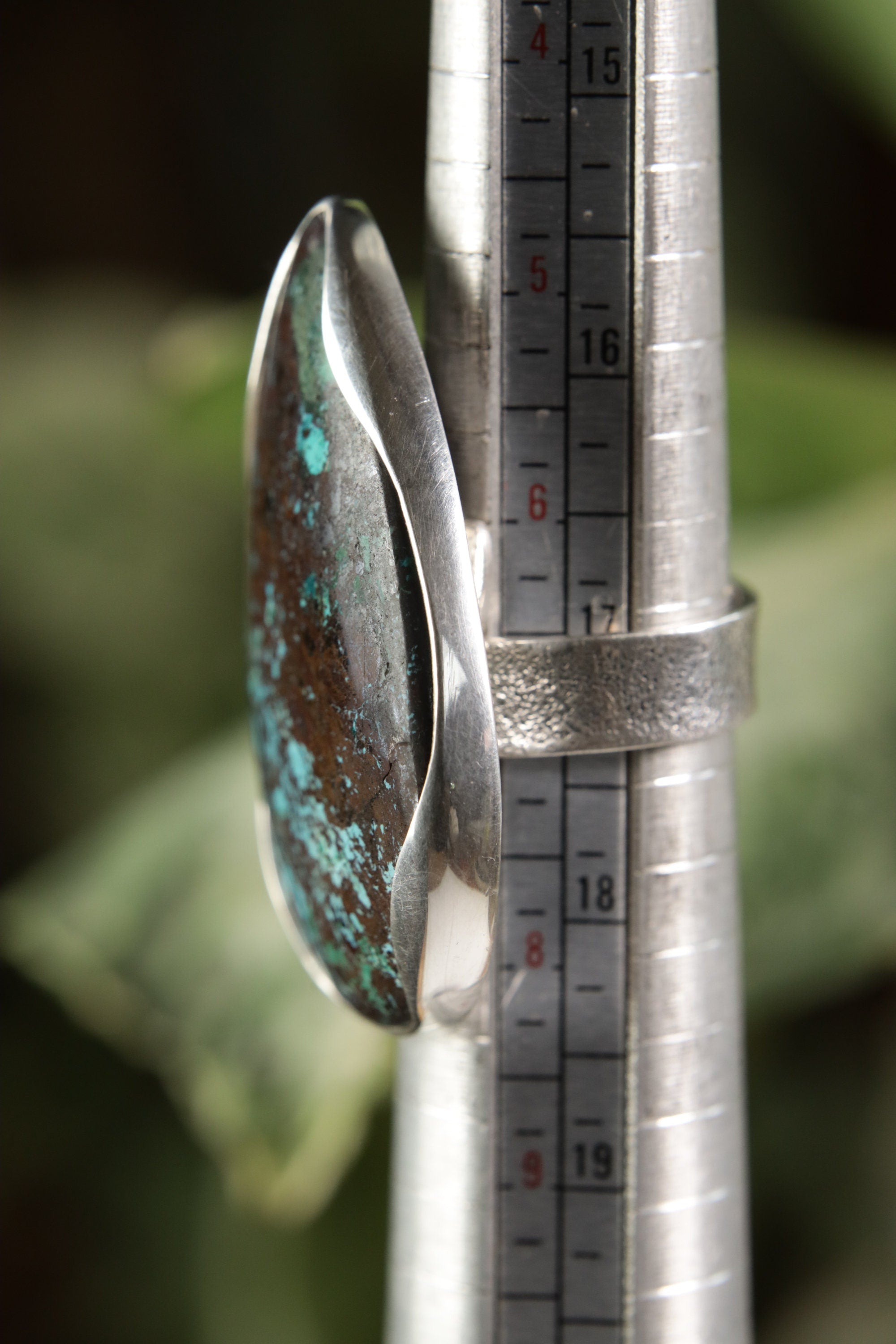 Embrace the Serene Radiance: Adjustable Sterling Silver Ring with Teardrop Turquoise - Unisex - Size 5-12 US