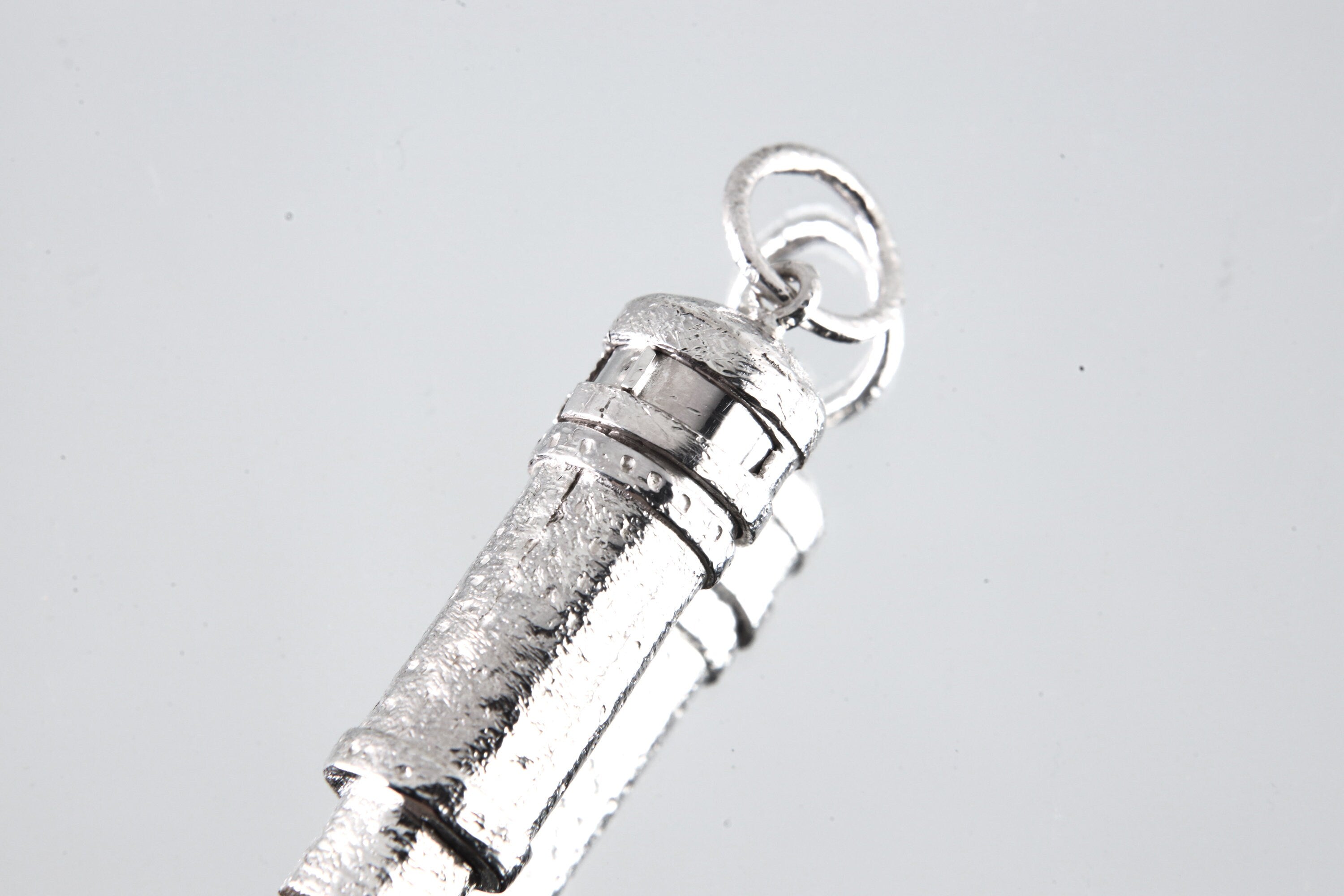Citrine Generator point - Solid Capsule Locket - Stash Urn - Textured & Sterling Silver Pendant