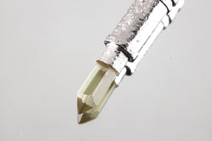 Citrine Generator point - Solid Capsule Locket - Stash Urn - Textured & Sterling Silver Pendant