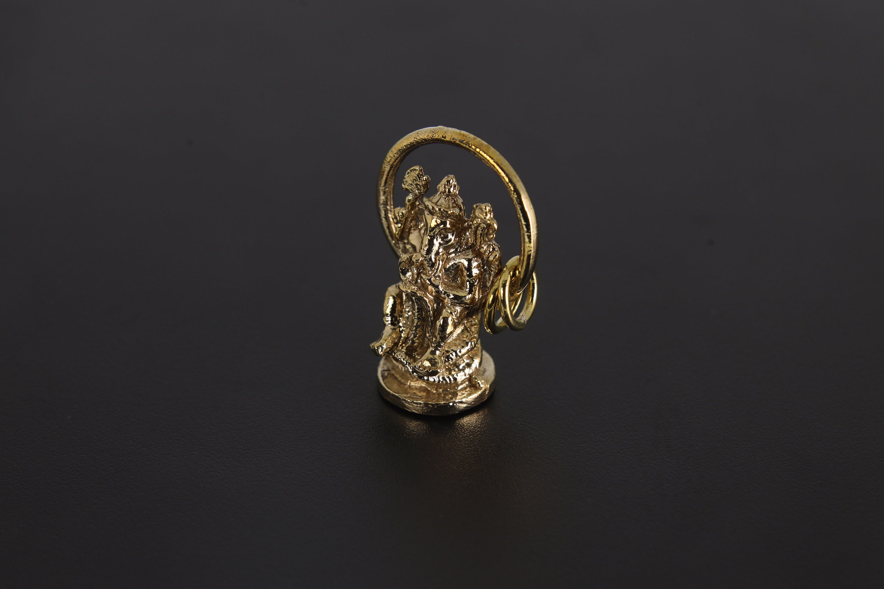 Cast Pendant with Radiant Ganesha Amulet - Gold Plated Brass Charm - Abundance & Protection, Hindu Symbolic Jewelry