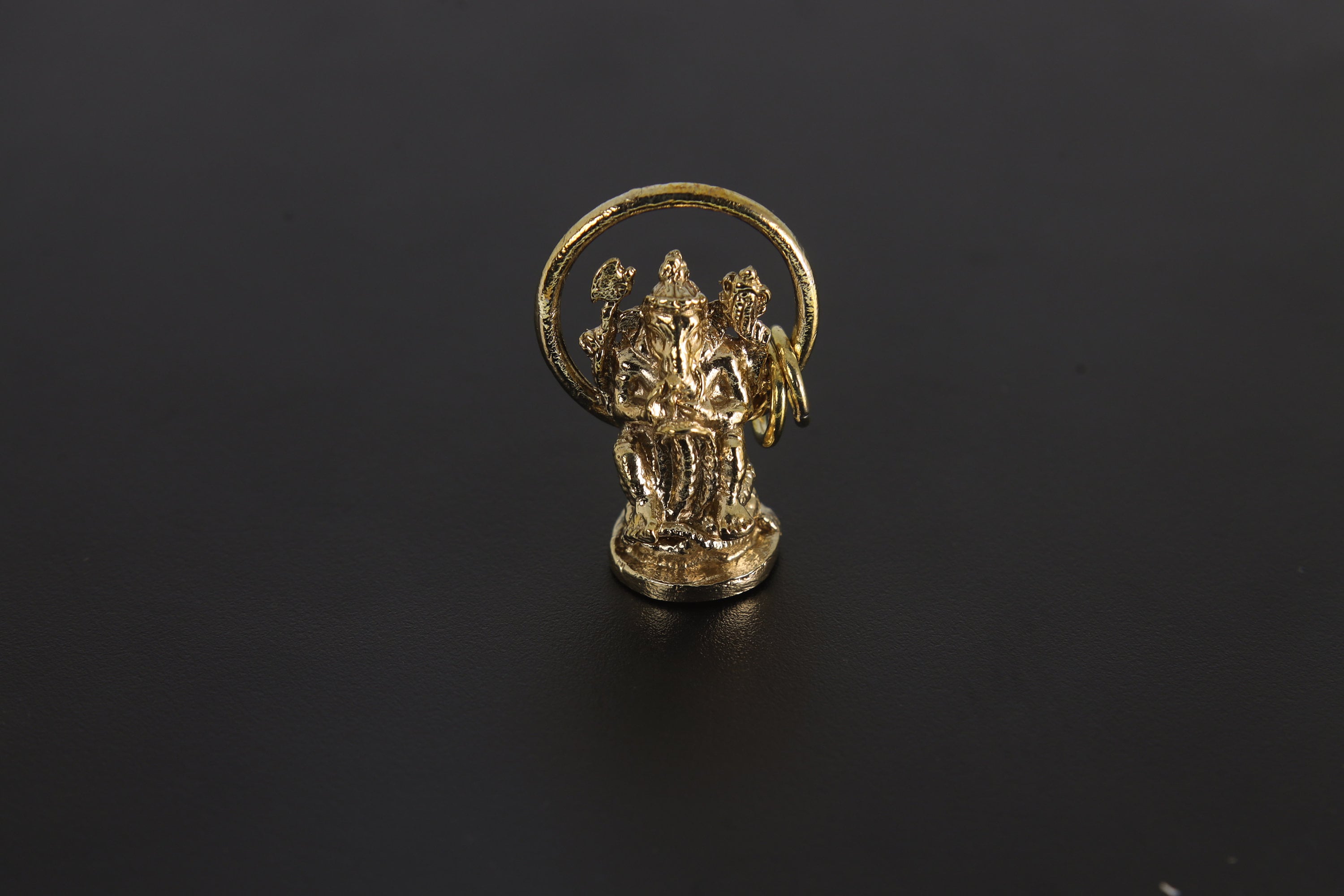 Cast Pendant with Radiant Ganesha Amulet - Gold Plated Brass Charm - Abundance & Protection, Hindu Symbolic Jewelry