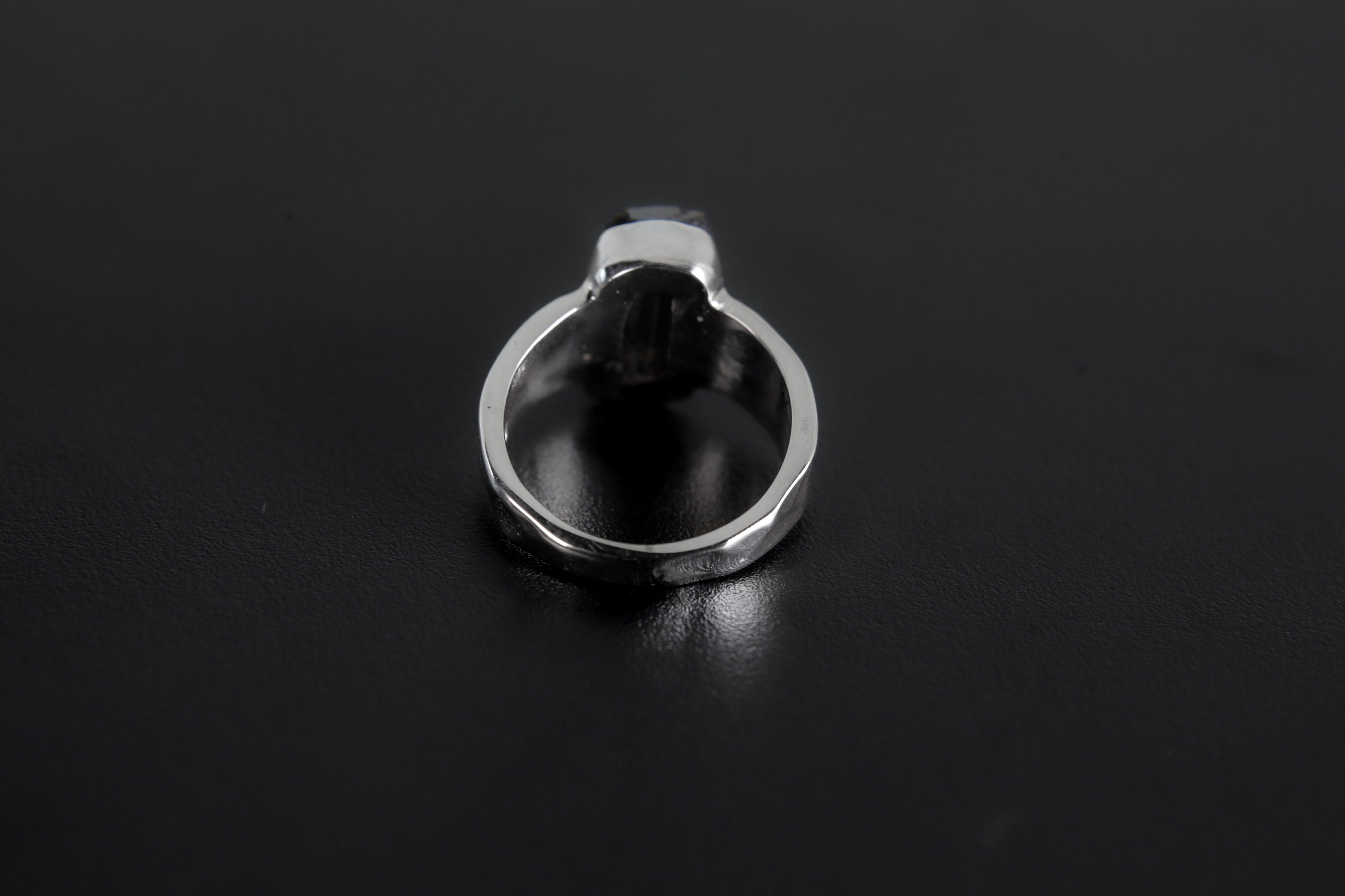 Double Terminated Black Tourmaline Ring - Hammered - 925 Sterling Silver Setting - Unisex - High Shine Polish - Protection & Grounding