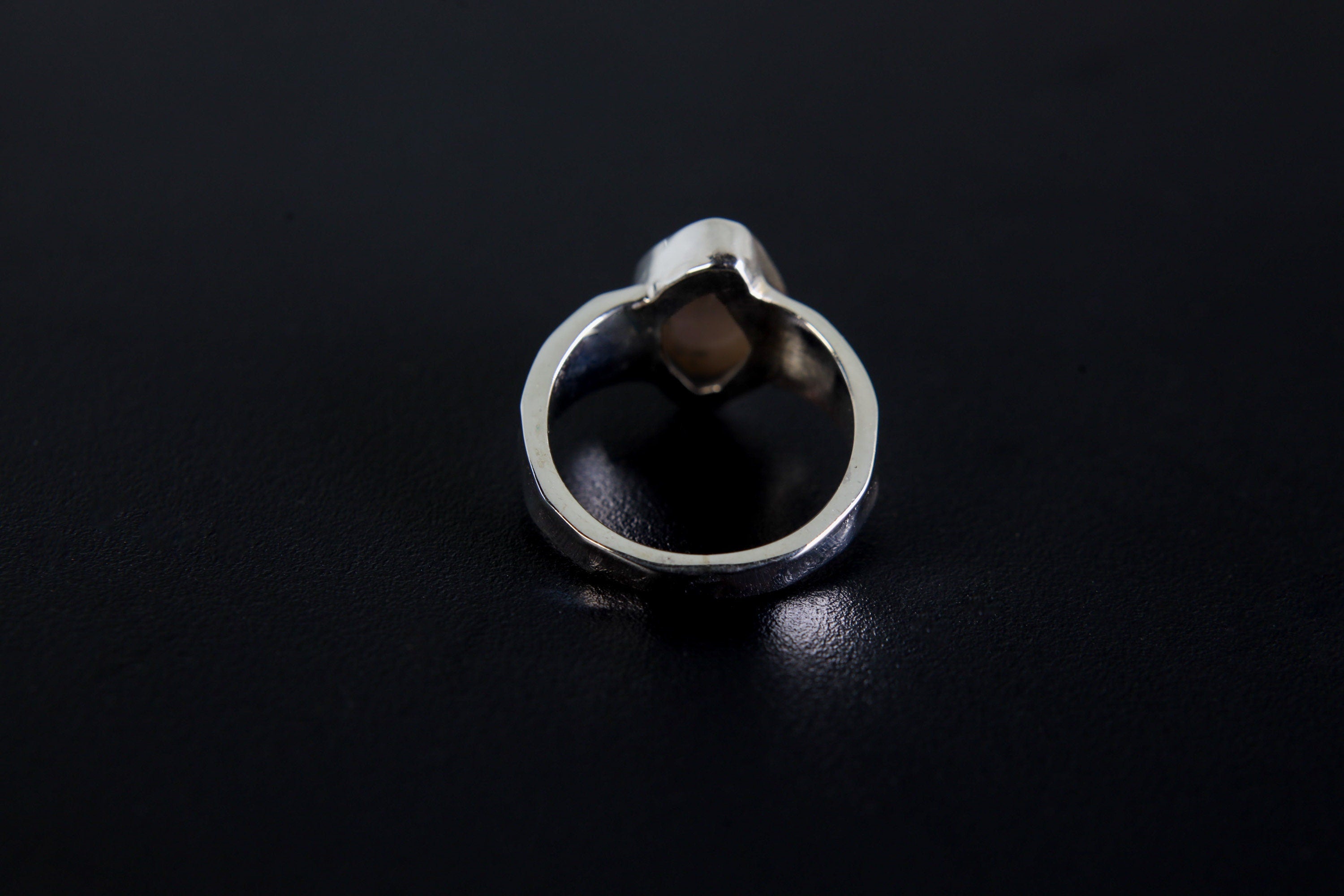 Marquise Pearl Ring 925 Sterling Silver Hammered Band Moon Jewelry June Birthstone Sacral Heart Chakra Gift