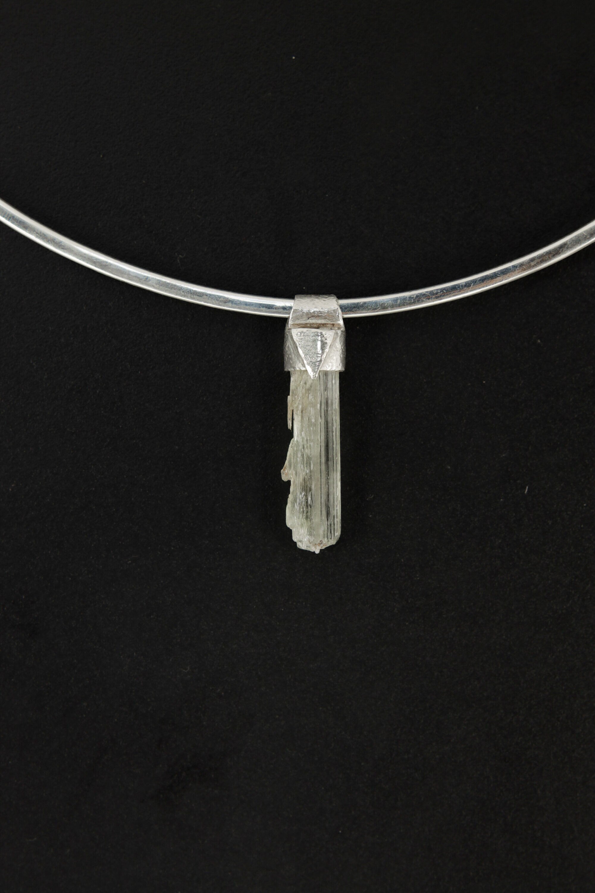 Skeletal Aquamarine Crystal Pendant: Organic Sterling Silver, Calming Energy