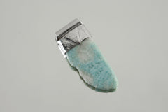 Free Form Larimar Stack Pendant, Organic Textured 925 Sterling Silver, Throat Chakra, Pisces Zodiac, Calming and Communication - No/02