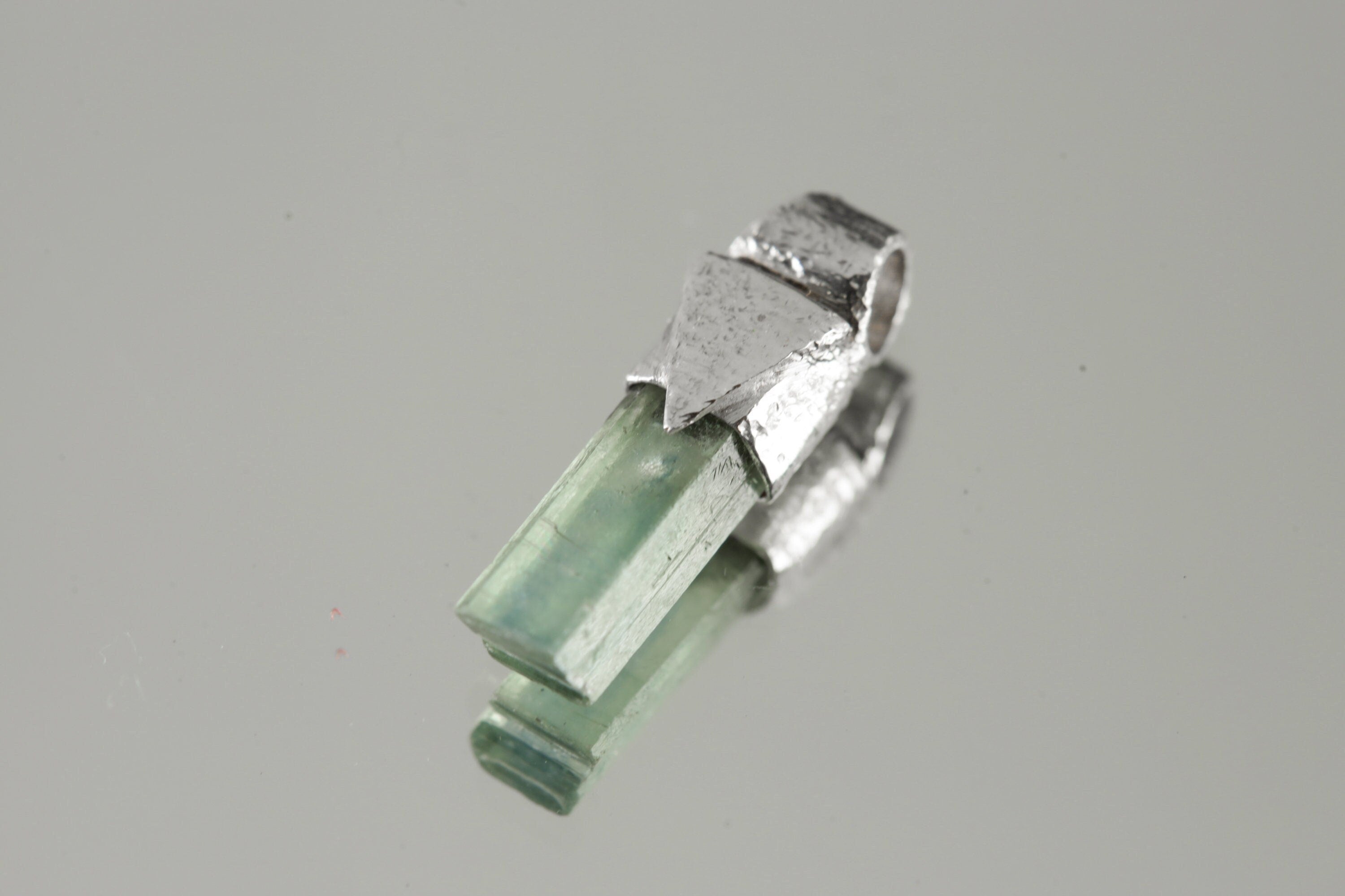 Tiny Natural Capped Gem Aquamarine - Stack Pendant - Organic Textured 925 Sterling Silver - Crystal Necklace