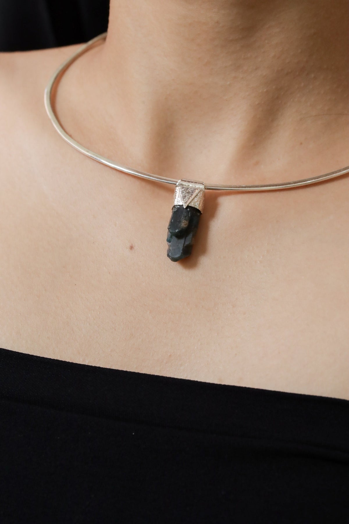 Blue Apatite Crystal Pendant: Sterling Silver Gemstone Charm