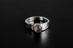 Rose Quartz Sterling Silver Ring: Hammered Unisex Band