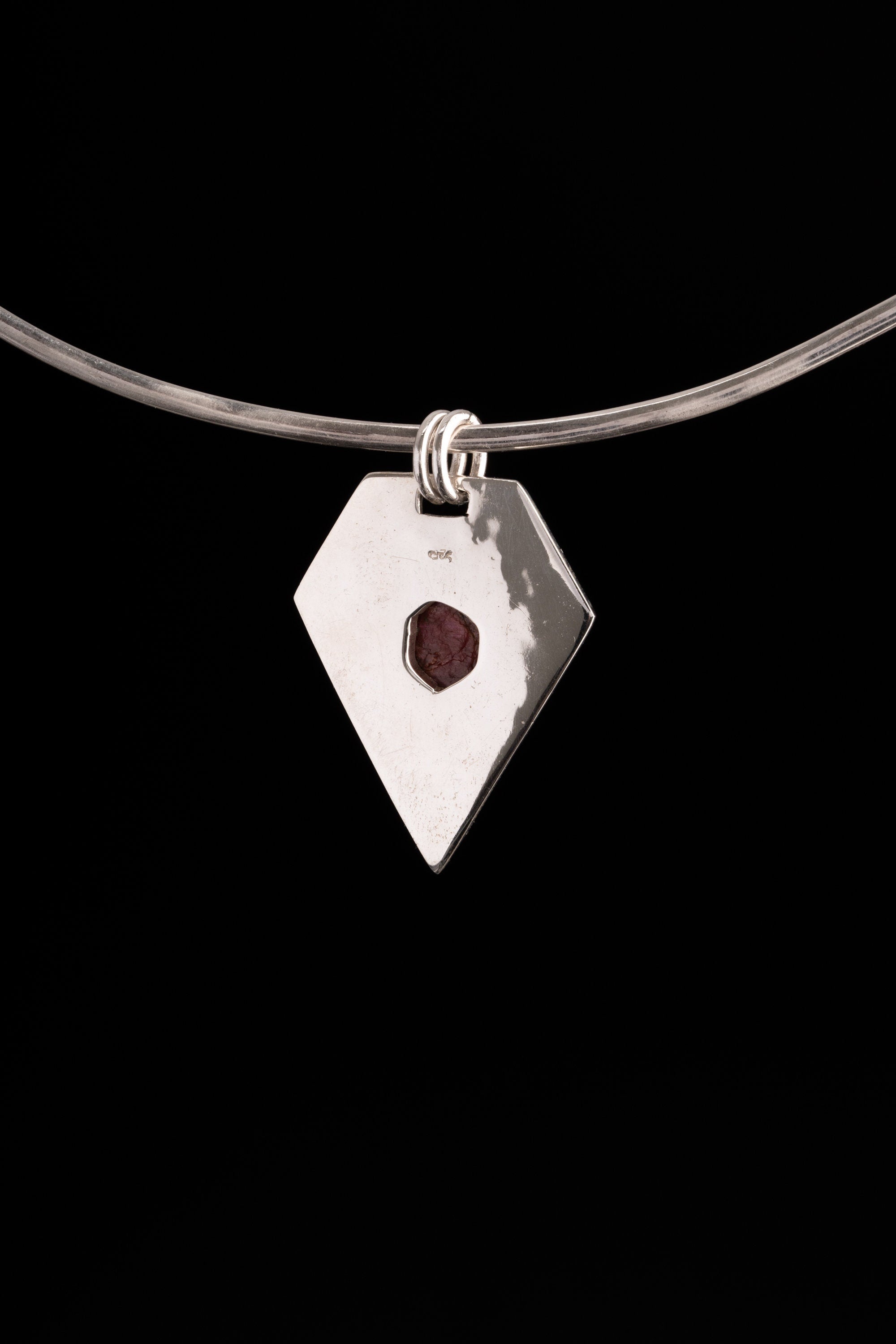 Ruby Pentagon Pendant 925 Sterling Silver Necklace Record Keeper Gemstone Root Chakra Geometric Jewelry Gift