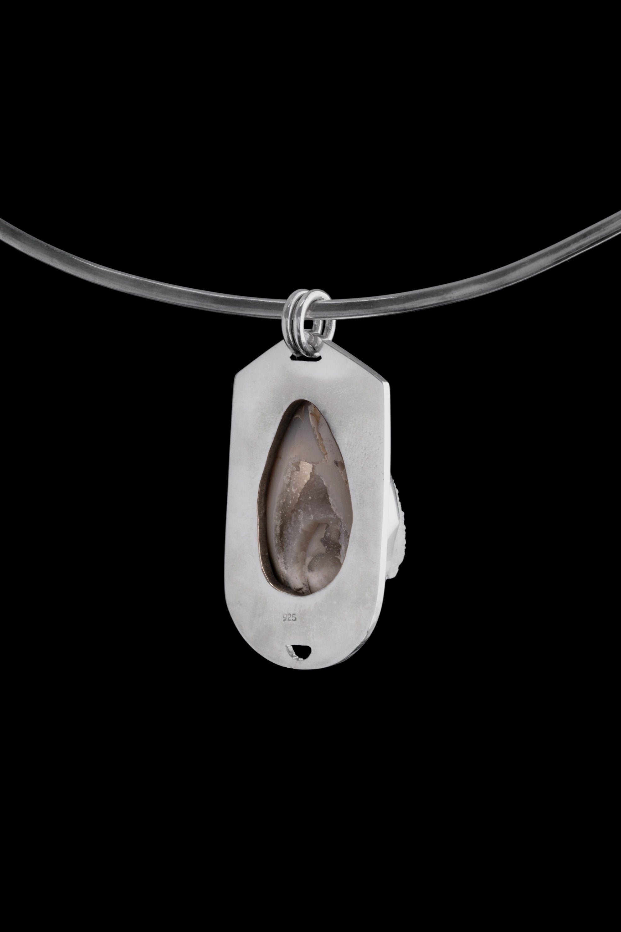 Fossil Drusy Shell Pendant 925 Sterling Silver Necklace Ancient Ocean Crystal Pisces Cancer Gift