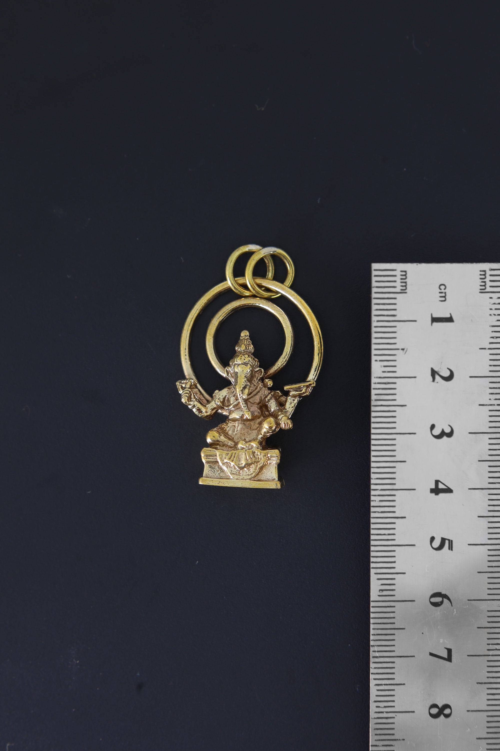 Eternal Ganesha Double Halo Talisman, Gold Plated Brass Charm, Cast Pendant, Symbol of Wisdom & New Beginnings, Spiritual Hindu Jewelry