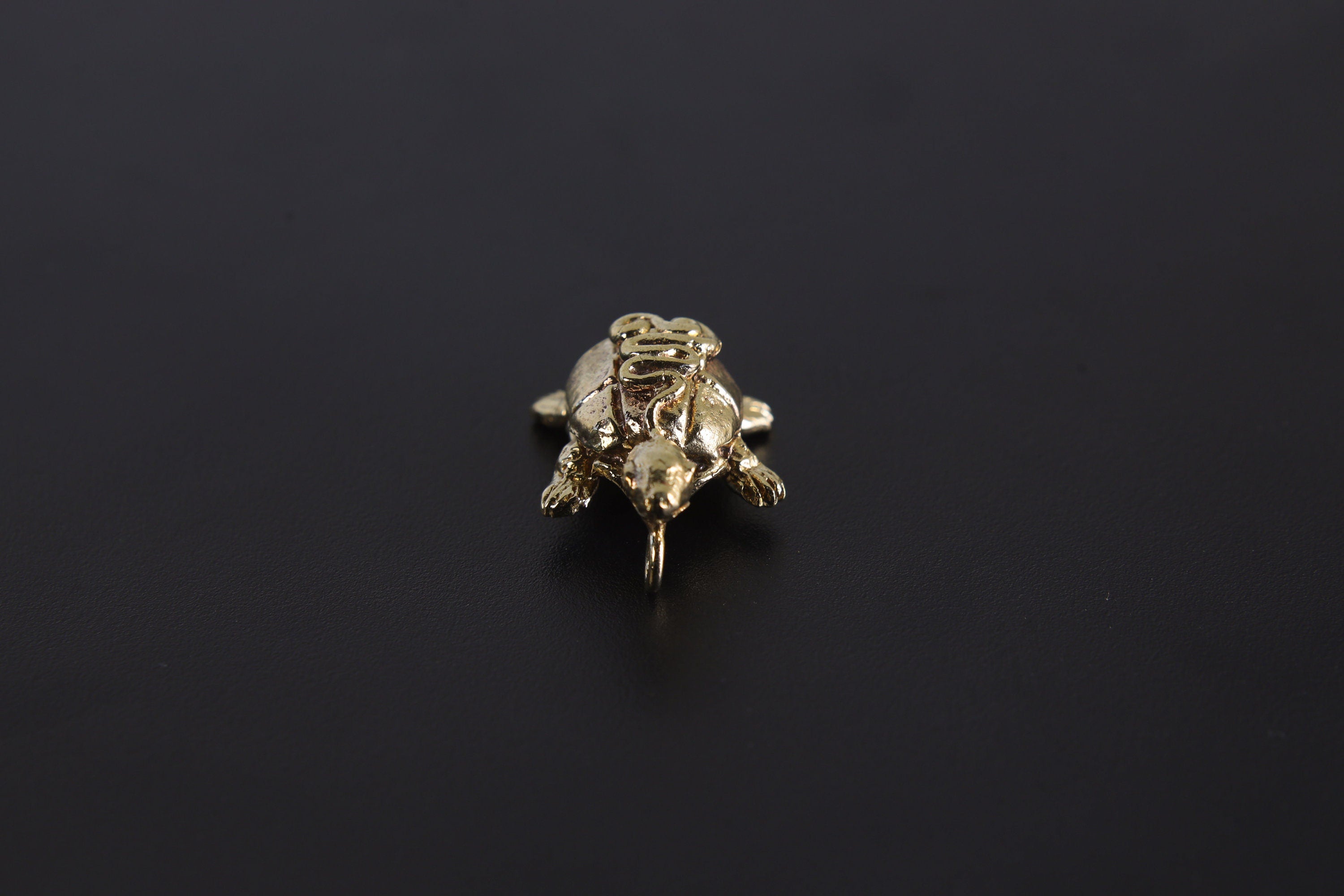Gold Plated Brass Ancient Turtle Talisman Charm - Cast Pendant - Promotes Longevity & Protection - Mystical Animal Jewellery