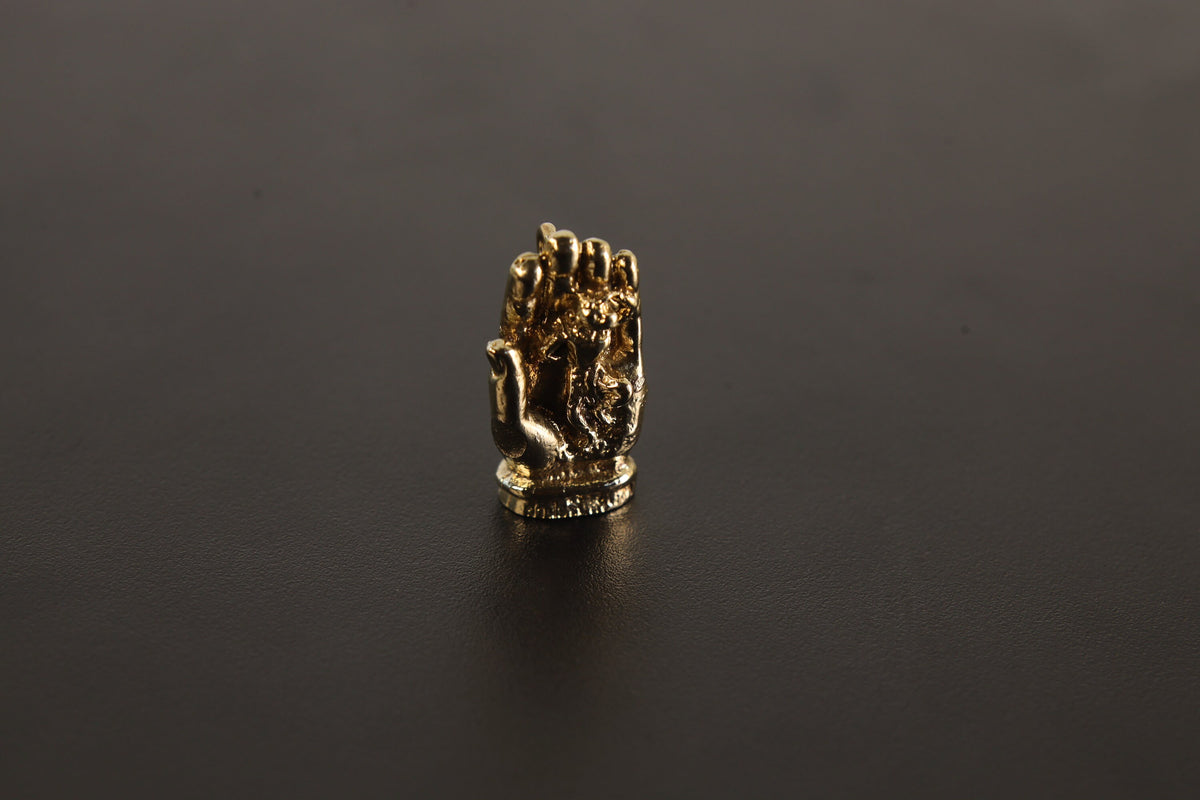 Gold Plated Brass Curiosity Hand and Monkey Charm - Cast Pendant - Promotes Longevity & Protection - Mystical Animal Jewellery