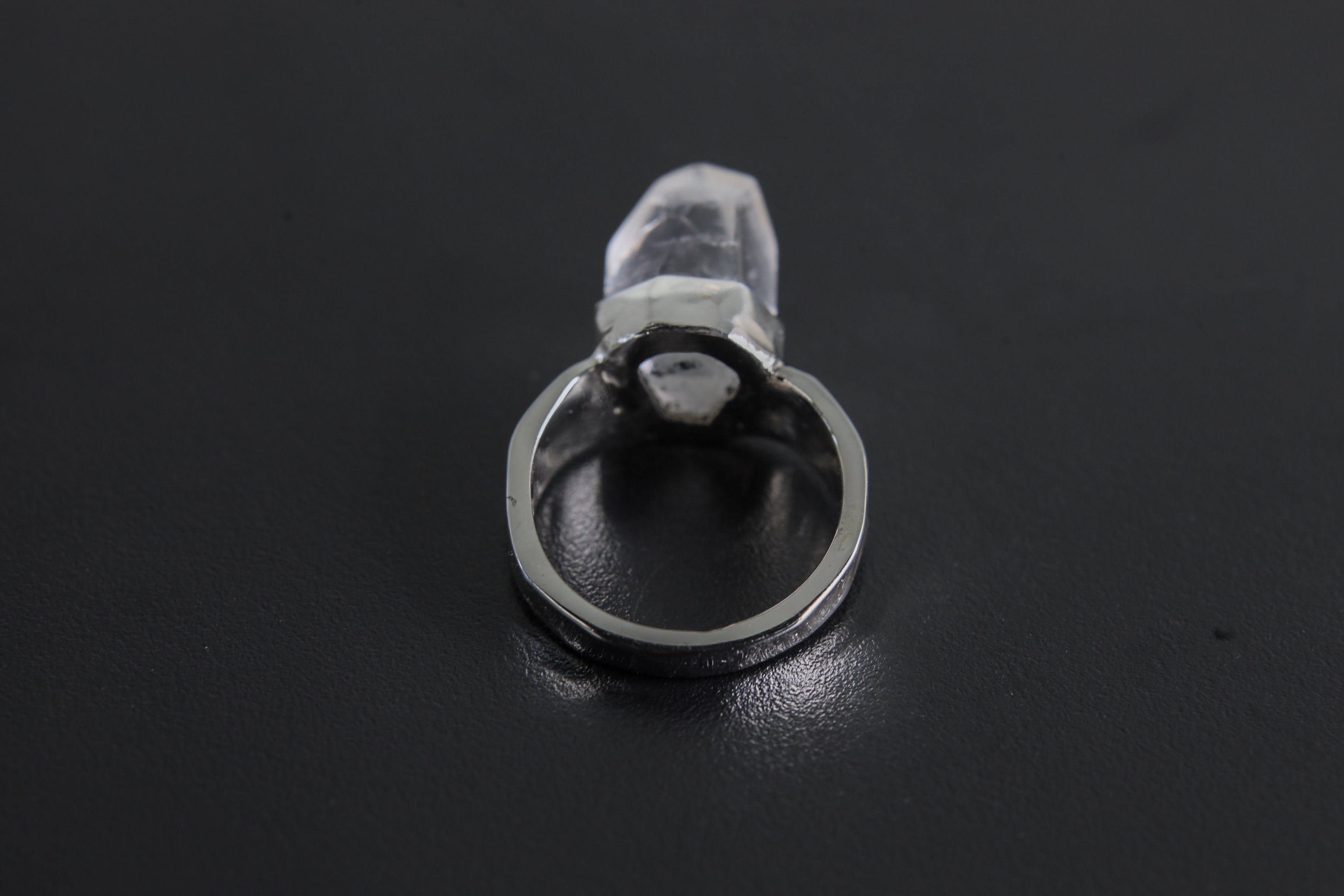 Cacoxenite Quartz Point Ring: Hammered Sterling Silver, Size 6