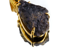 Golden Triangle Mount Darwin Tektite - Sterling Silver Pendant - With Gold Plated