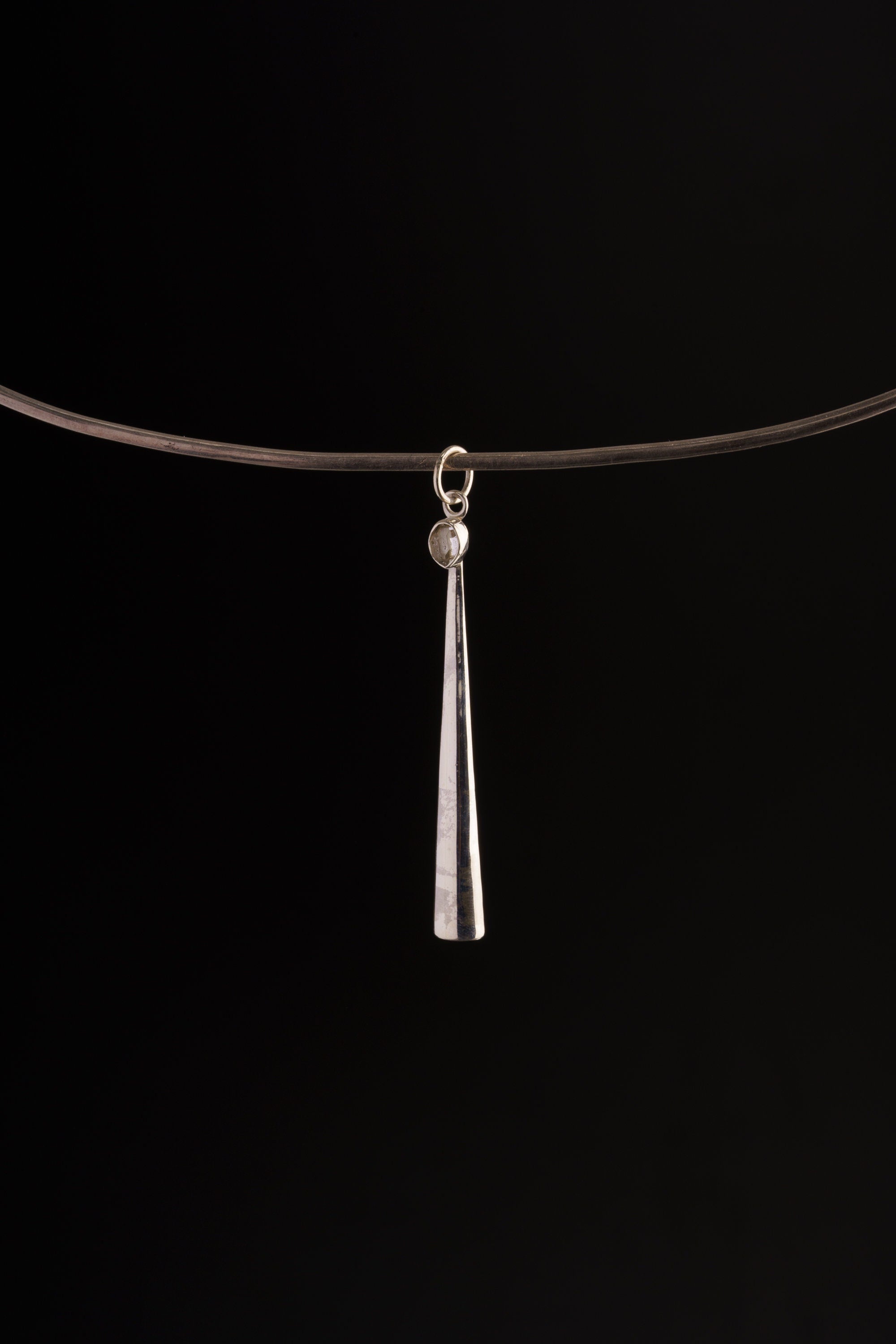 Herkimer Diamond Skoop Pendant - Spice / Ceremonial Spoon - 925 Cast Silver - Crystal Pendant Necklace - High Shine Polish