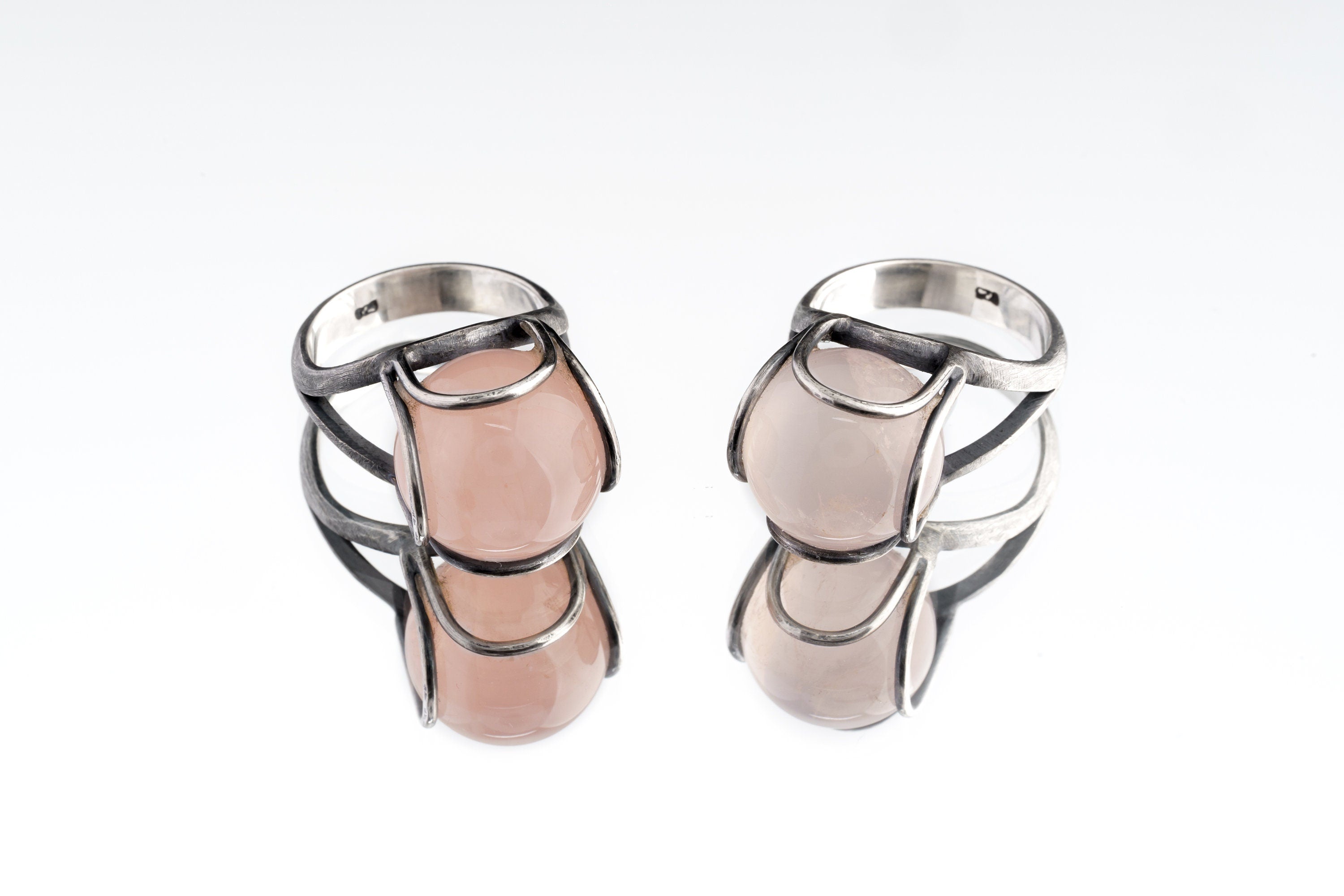 Rose Quartz Ring 925 Sterling Silver Oxidized Floral Wire Setting Pink Gemstone Heart Chakra Taurus Libra Gift