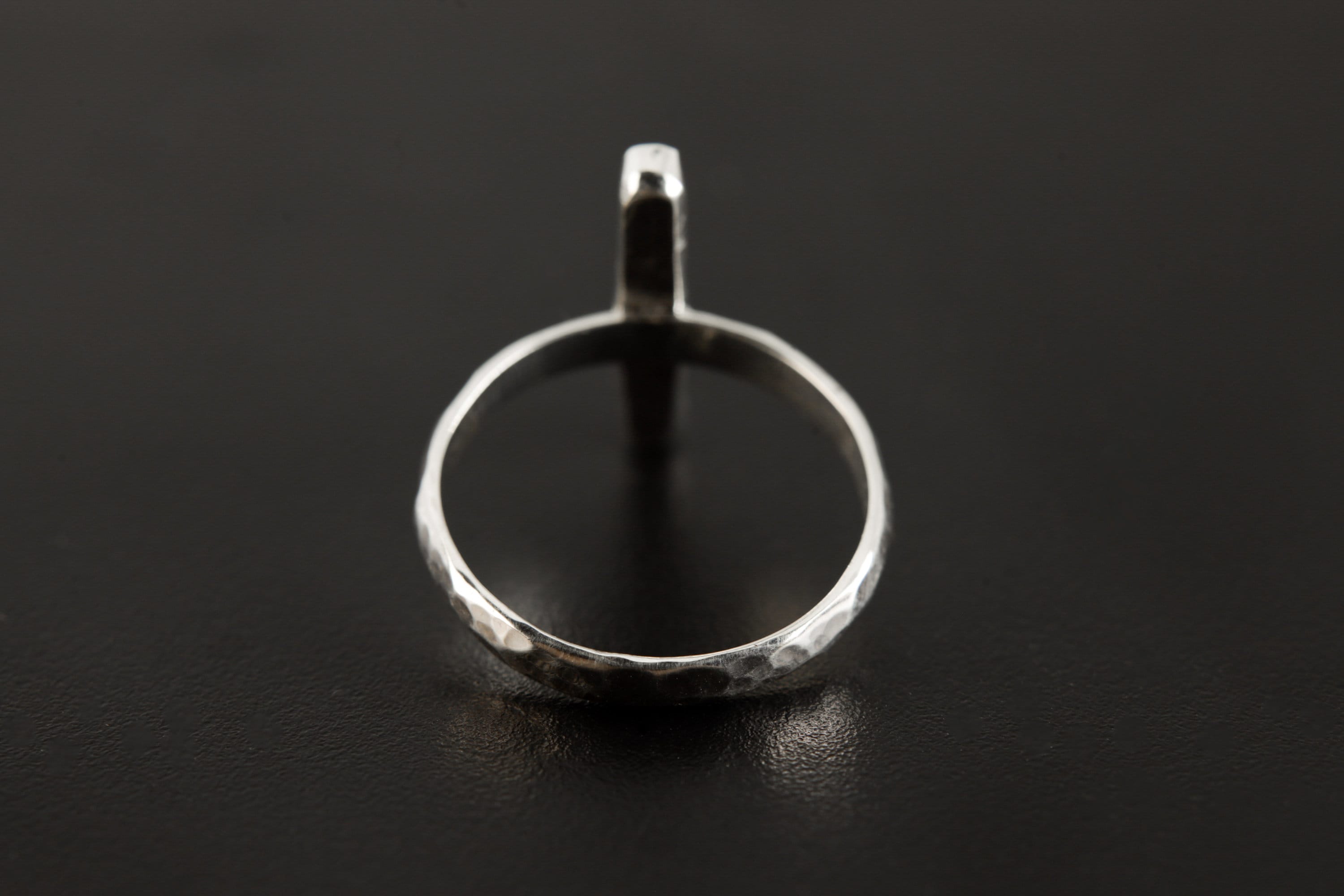 Blue Kyanite Ring: Hammered Sterling Silver Band