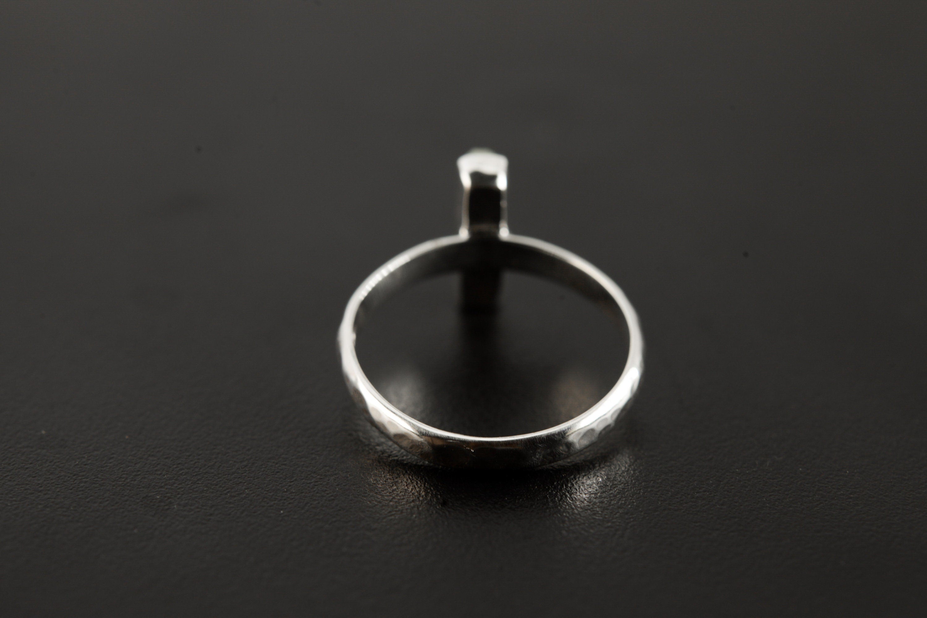 Aquamarine Crystal Ring: Hammered Sterling Silver Band, Size 8