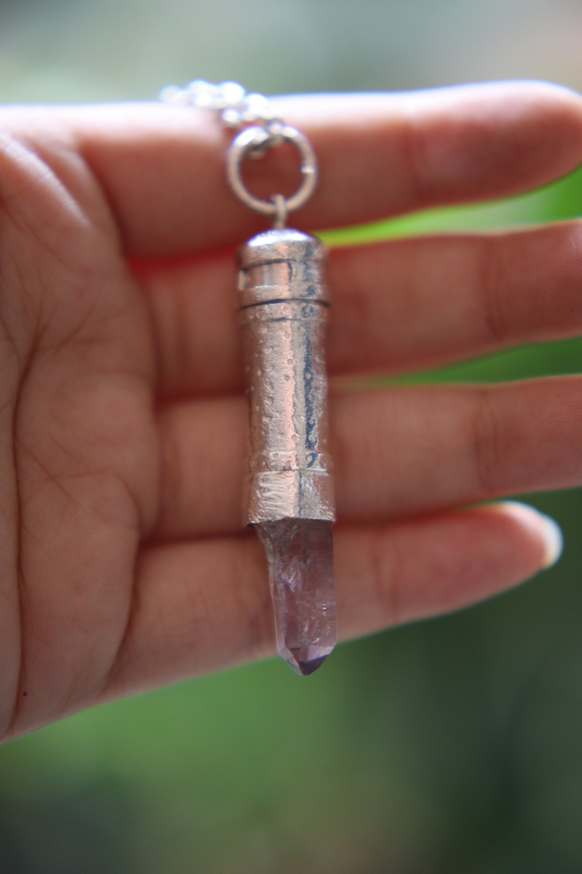 Vera Cruz Amethyst Capsule Pendant 925 Sterling Silver Locket Stash Necklace Crown Chakra Protection Gift