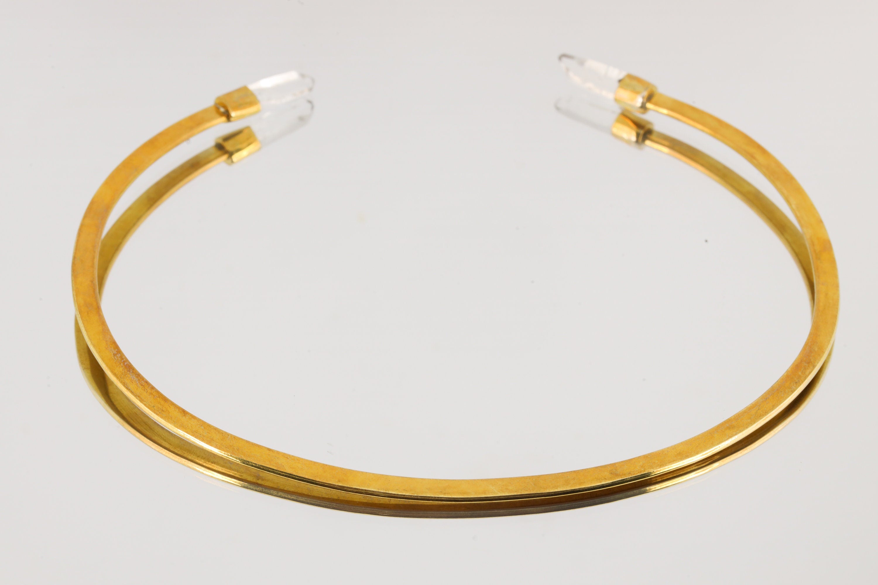 Gold Plated Lemurian Quartz Choker: Crystal Point Collar
