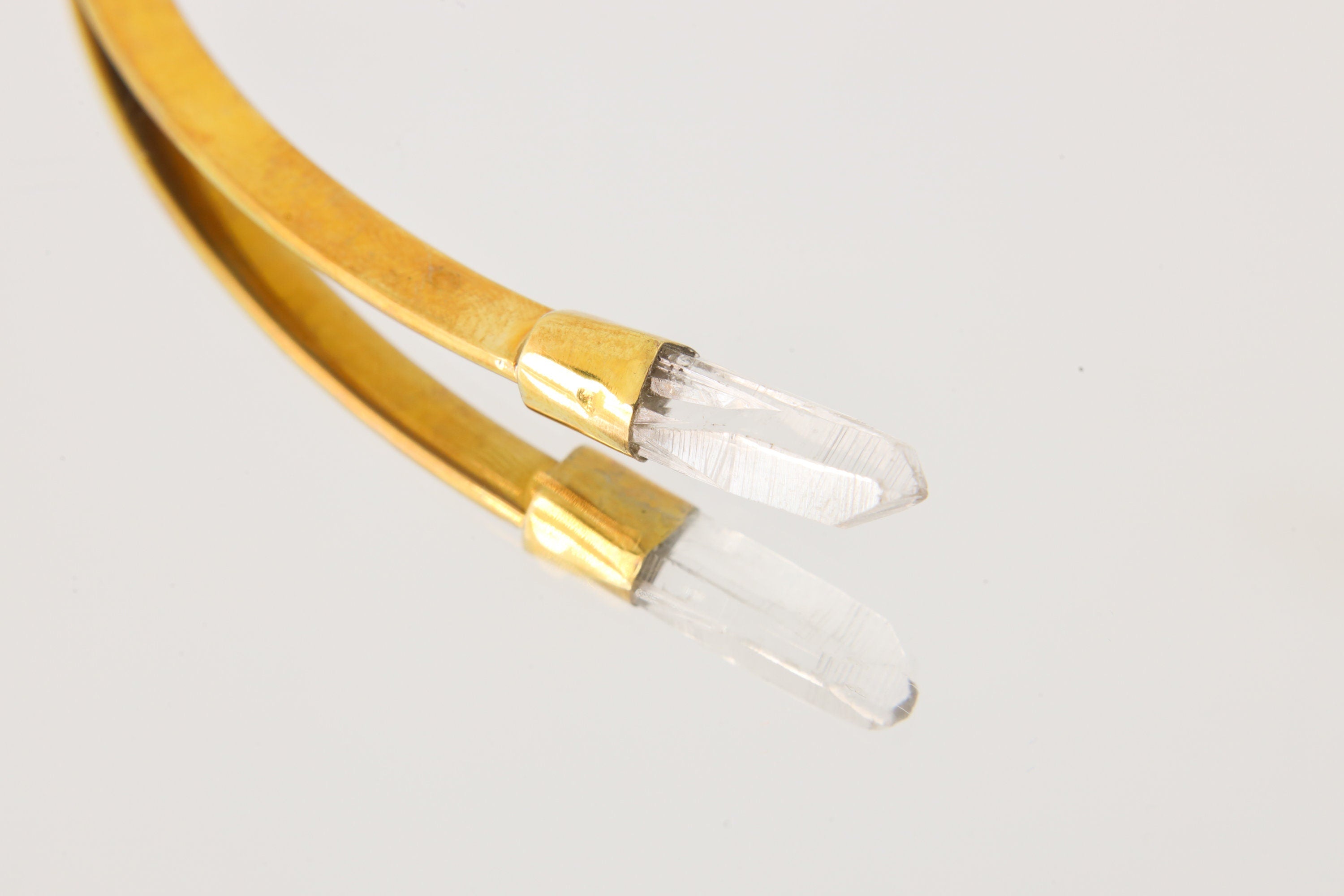 Gold Plated Lemurian Quartz Choker: Crystal Point Collar