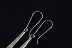 Sterling Silver Diamond Quartz Earrings: Textured Spire Cones