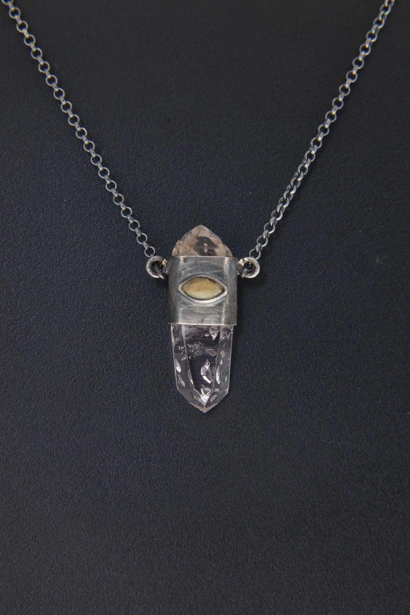Vera Cruz Amethyst Opal Pendant 925 Silver Oxidized Necklace Crown Third Eye Chakra Spiritual Gift
