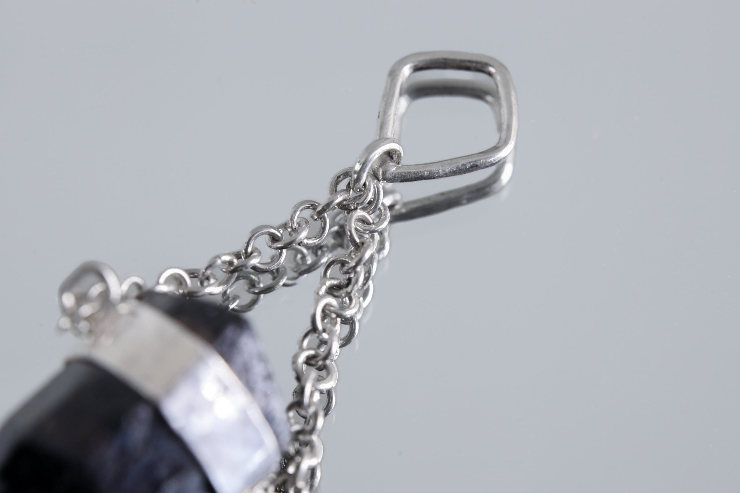 Double Terminated Black Tourmaline Pendant, Wrapped Textured Silver, Chain Bail, Sterling Silver Crystal Charm, Protective Energy, N0/04
