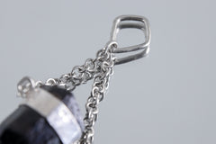Double Terminated Black Tourmaline Pendant, Wrapped Textured Silver, Chain Bail, Sterling Silver Crystal Charm, Protective Energy, N0/04
