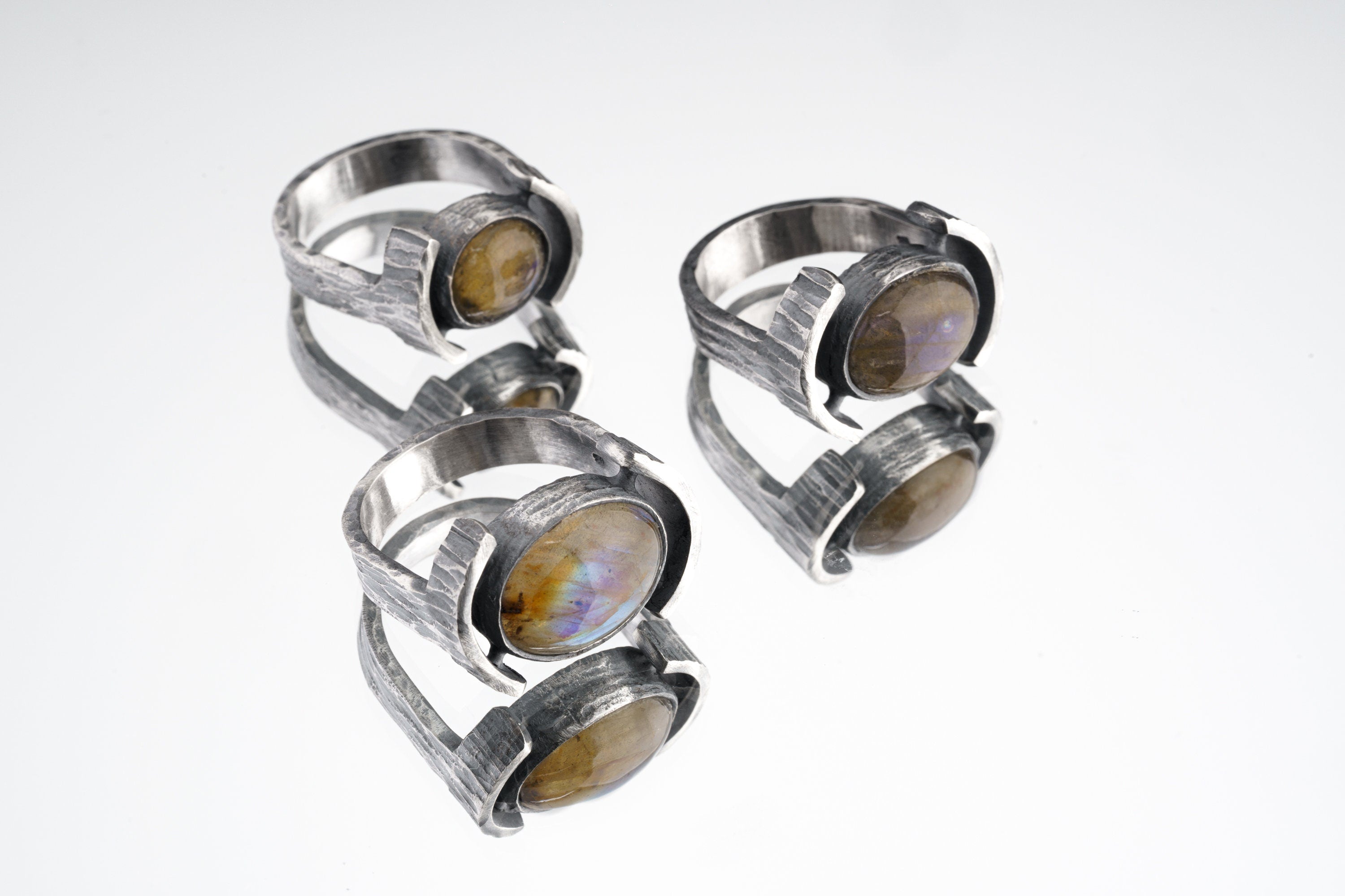 Labradorite Ring Collection, Oxidized Rustic 925 Sterling Silver, Heavy Set Textured Ring, Third Eye Chakra, Scorpio Zodiac, Made to Order