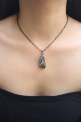 Torrington Citrine Pendant - Sterling Silver - Oxidized - Brush Texture - NO/6