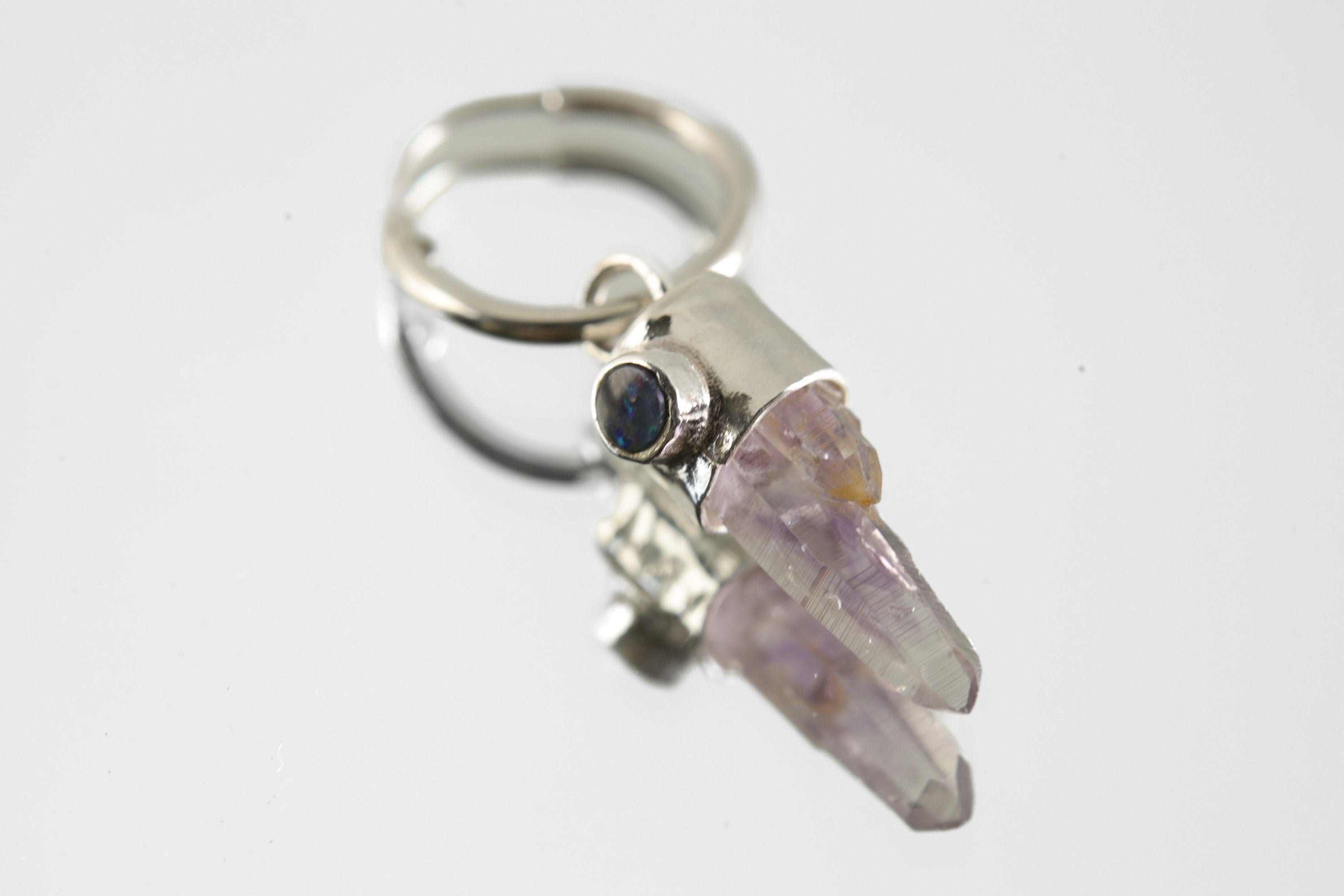 Hoop earring Set Vera Cruz Amethyst with Australian Opal - Sterling Silver 1 cm Hoop Earrings - High Shine Polish Finish