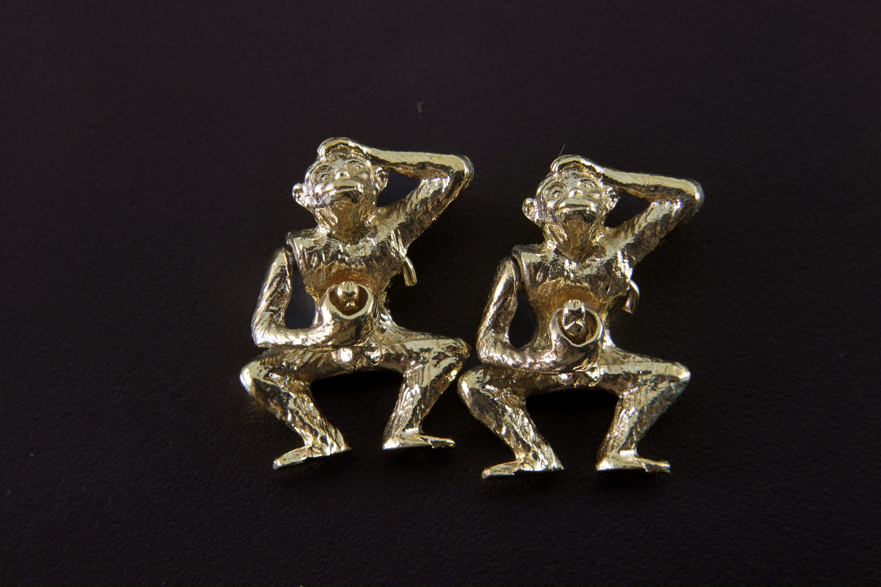 Gold Plated Brass Mischief Monkey Charm - Cast Pendant - Promotes Longevity & Protection - Mystical Animal Jewellery