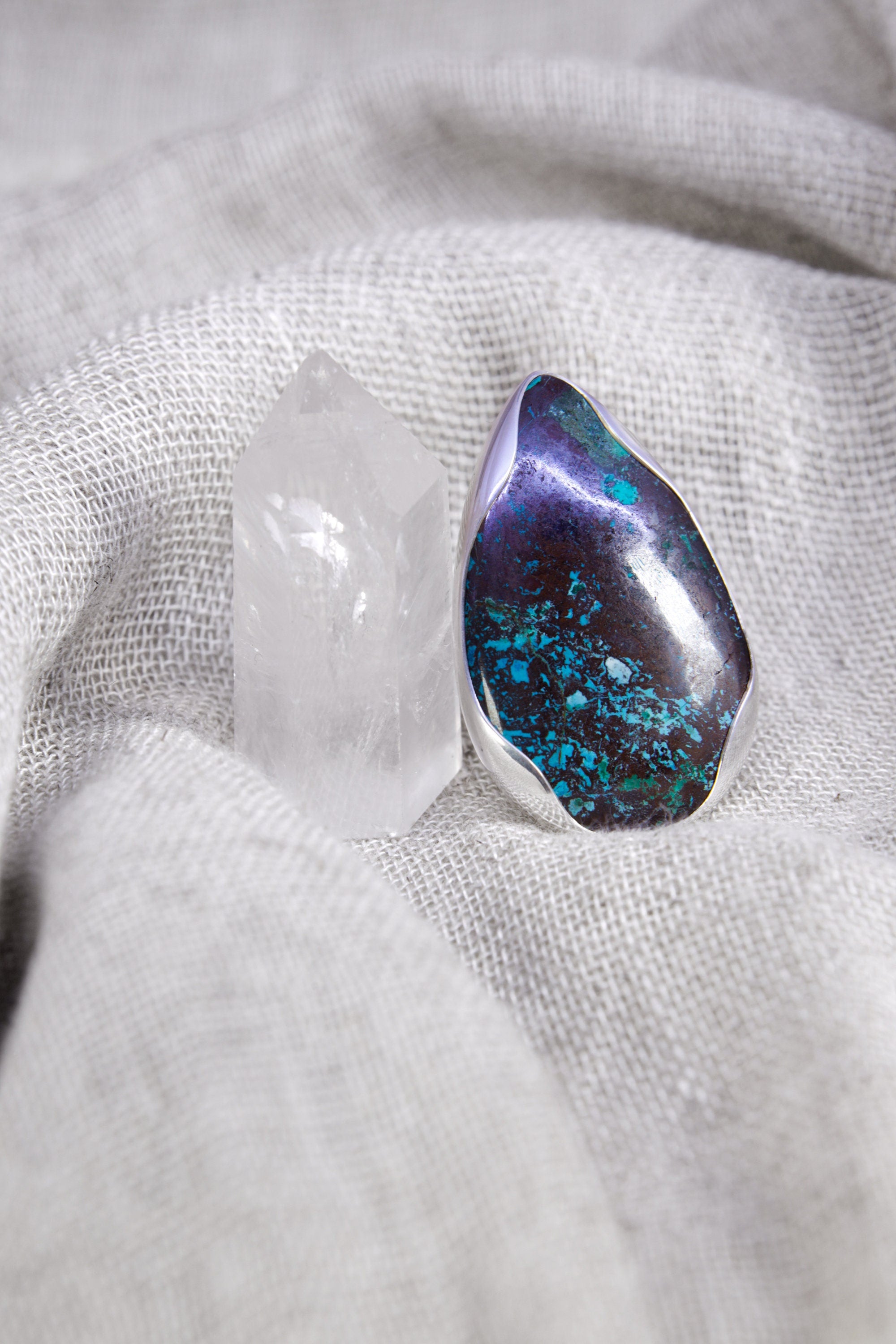 Adjustable Sterling Silver Ring: Teardrop Himalayan Turquoise, Unisex Size 5-12