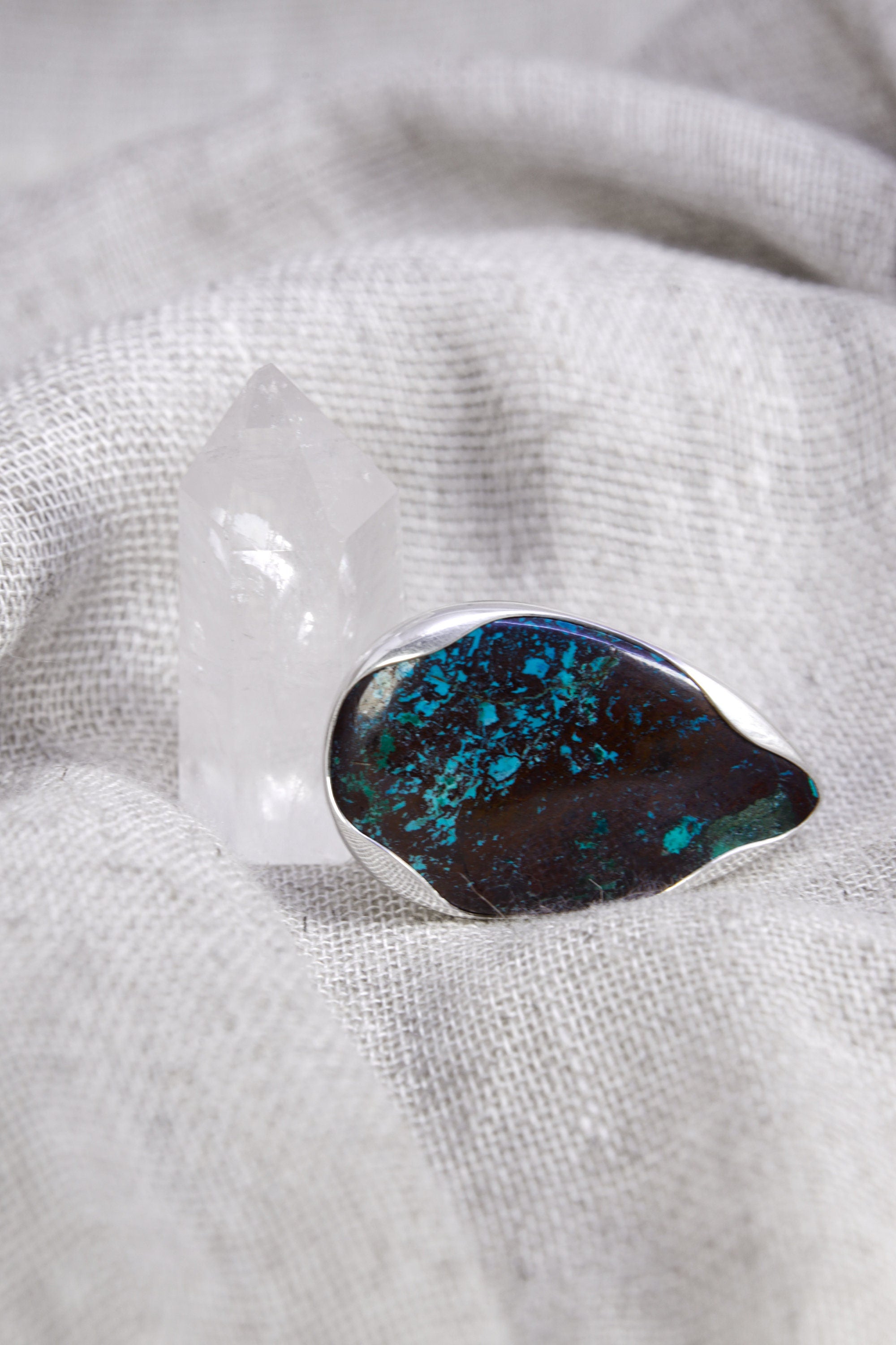 Adjustable Sterling Silver Ring: Teardrop Himalayan Turquoise, Unisex Size 5-12