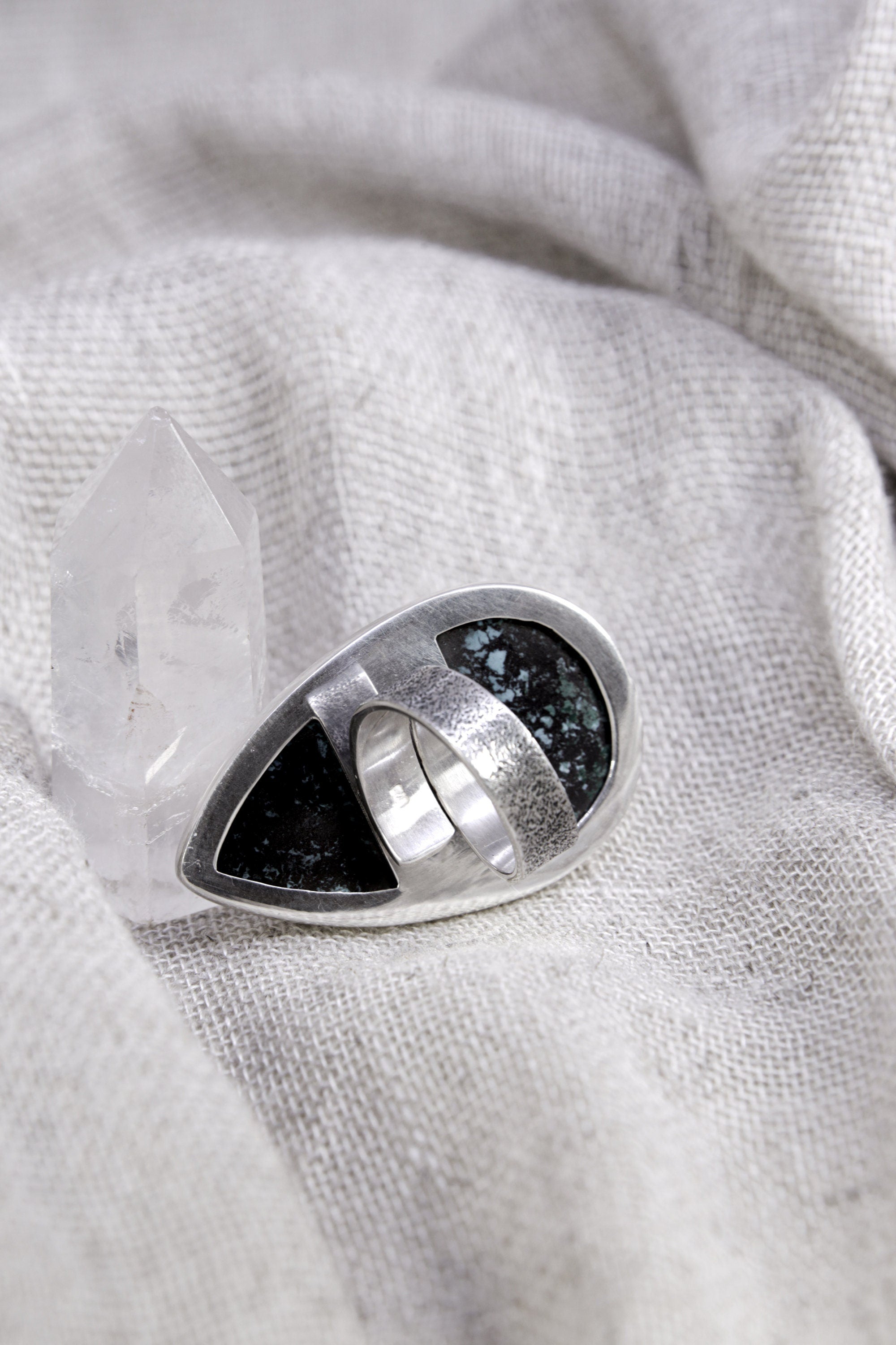 Adjustable Sterling Silver Ring: Teardrop Himalayan Turquoise, Unisex Size 5-12