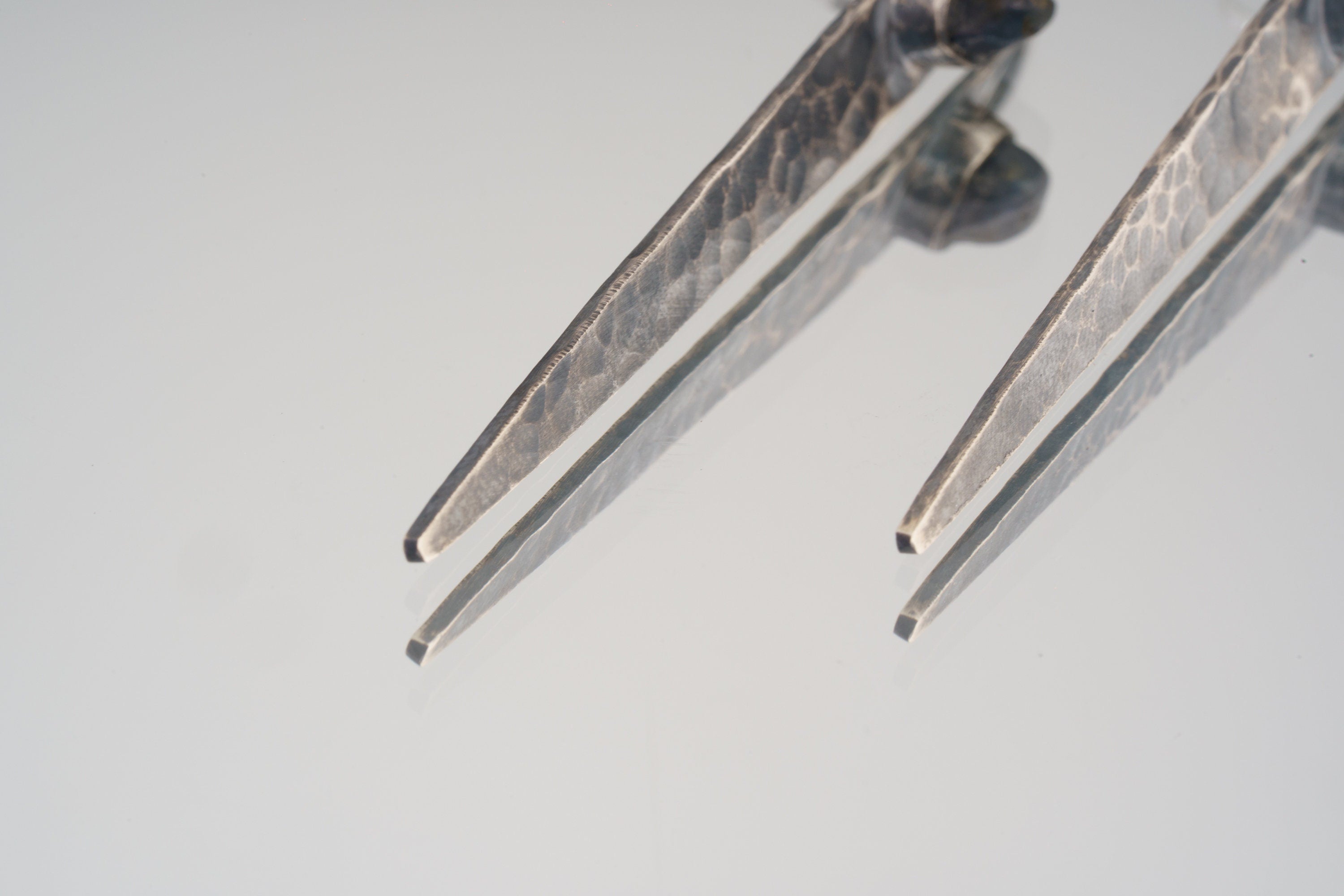 Sapphire Jewel - 925 Sterling Silver Stud Earring - Hammered Textured & Oxidized Finished - Rustic with Modern Elegance.