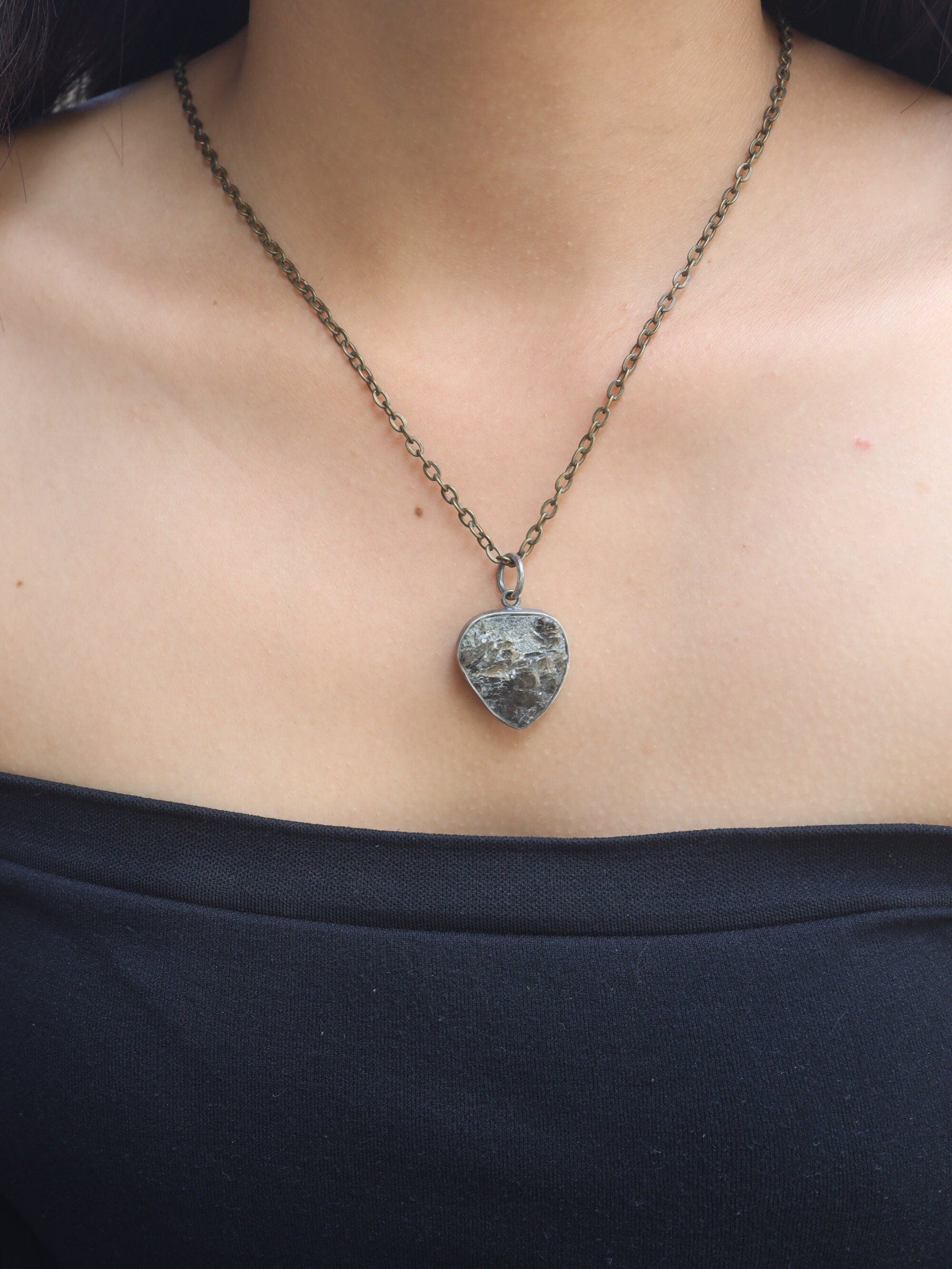 Ethereal Torrington Citrine Pendant - Sterling Silver - Oxidized - Brush Texture - NO/10