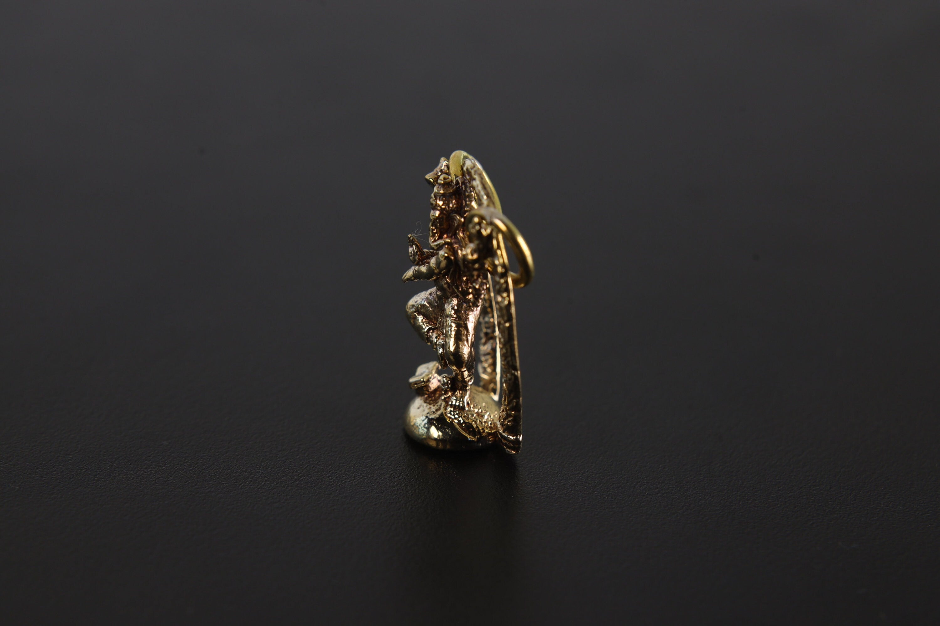 Dancing Ganesha Talisman, Gold Plated Brass Elephant Charm, Cast Pendant, Promotes Joy & Success, Unique Spiritual Hindu Jewelry