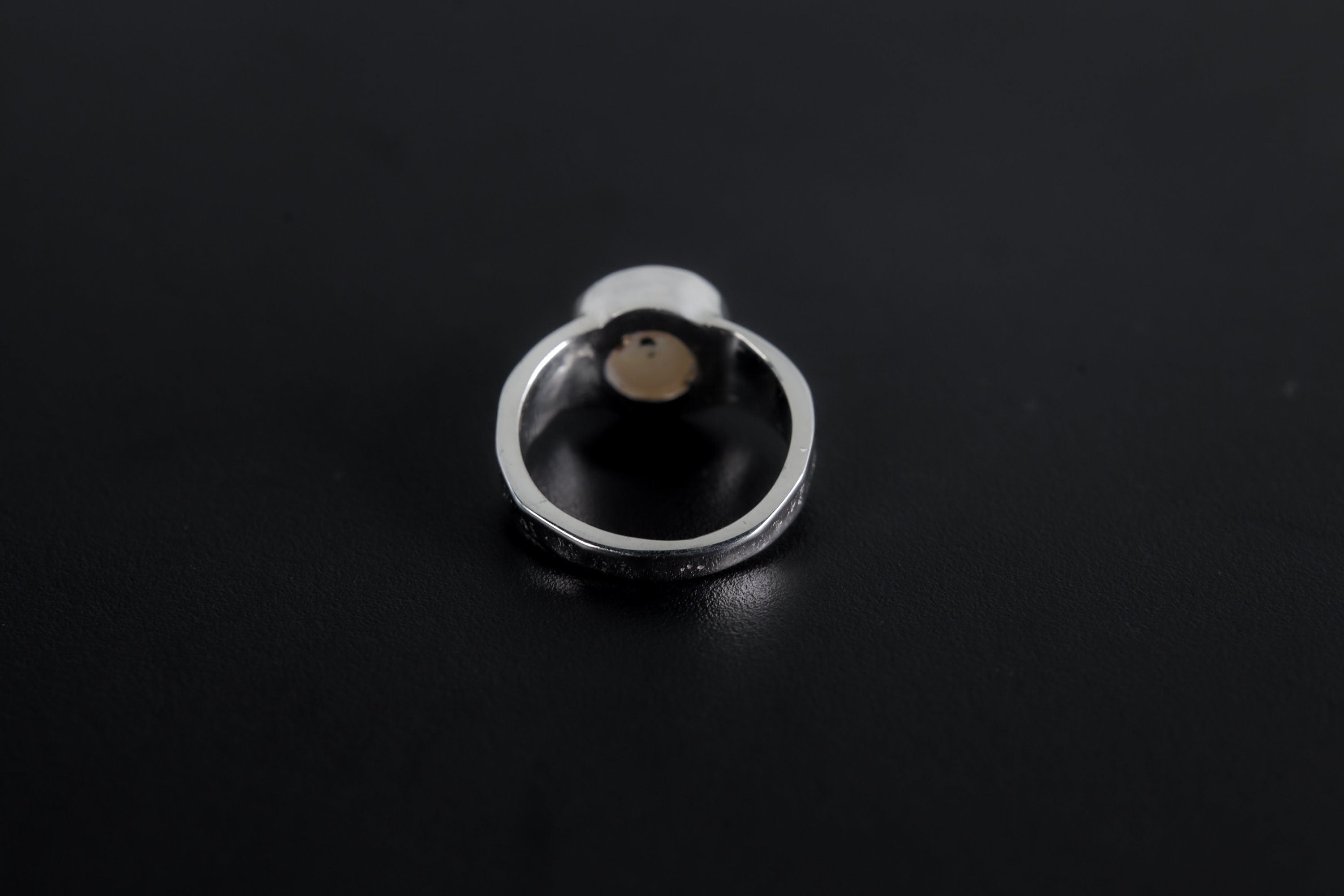 South Sea Pearl Ring 925 Sterling Silver Hammered Band Unisex Pearl Ring White Pearl Jewelry Ocean Moon Gift