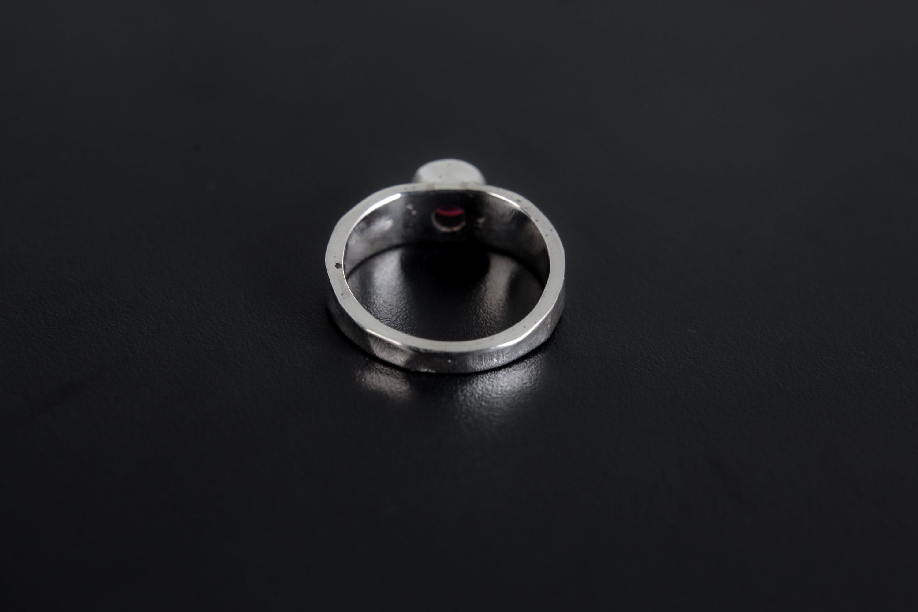 Red Garnet Sterling Silver Ring 925 Hammered Band High Shine Textured January Birthstone Capricorn Gift